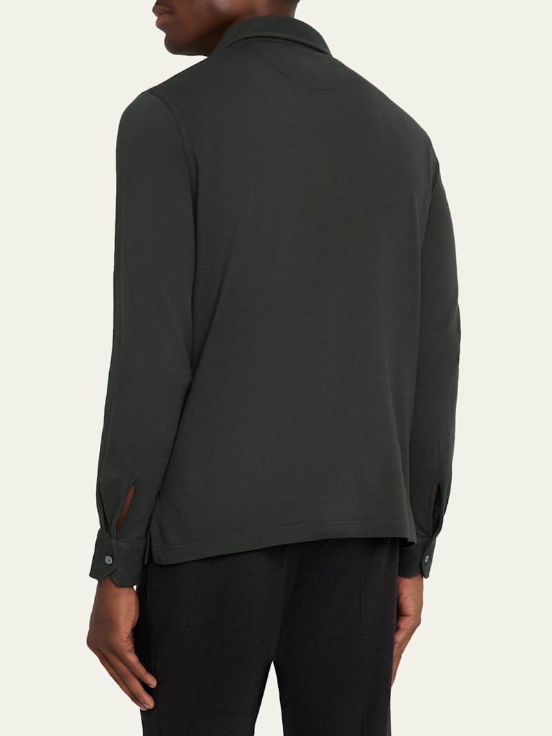 Men's Giza Cotton Long-Sleeve Pique Polo Shirt 3