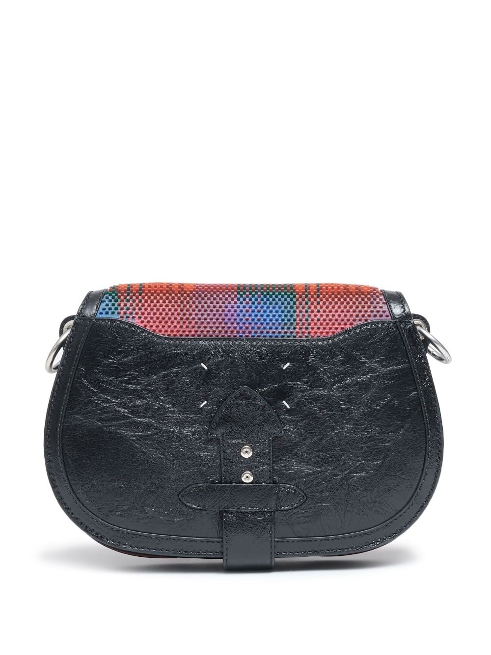 grid-pattern leather shoulder bag - 4