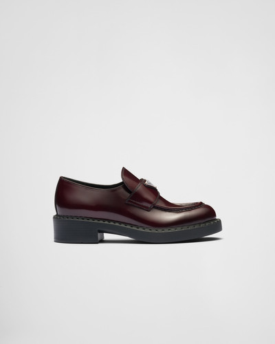 Prada Chocolate brushed leather loafers outlook