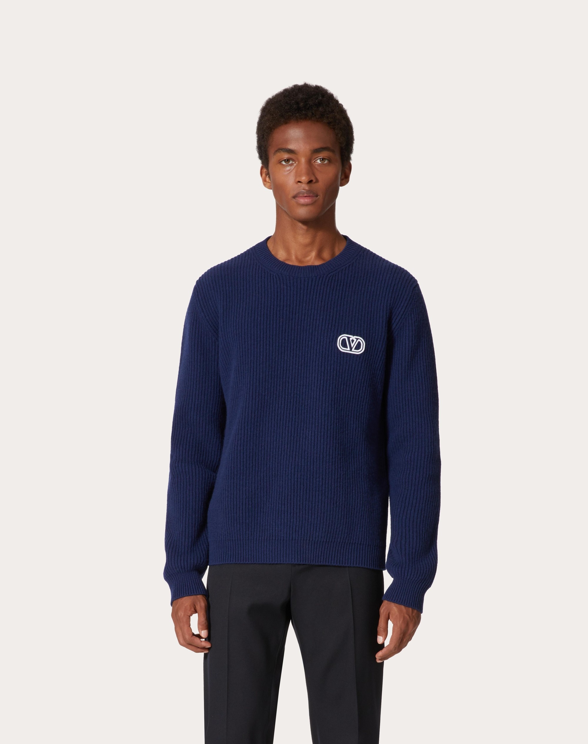 WOOL CREWNECK SWEATER WITH VLOGO SIGNATURE PATCH - 3
