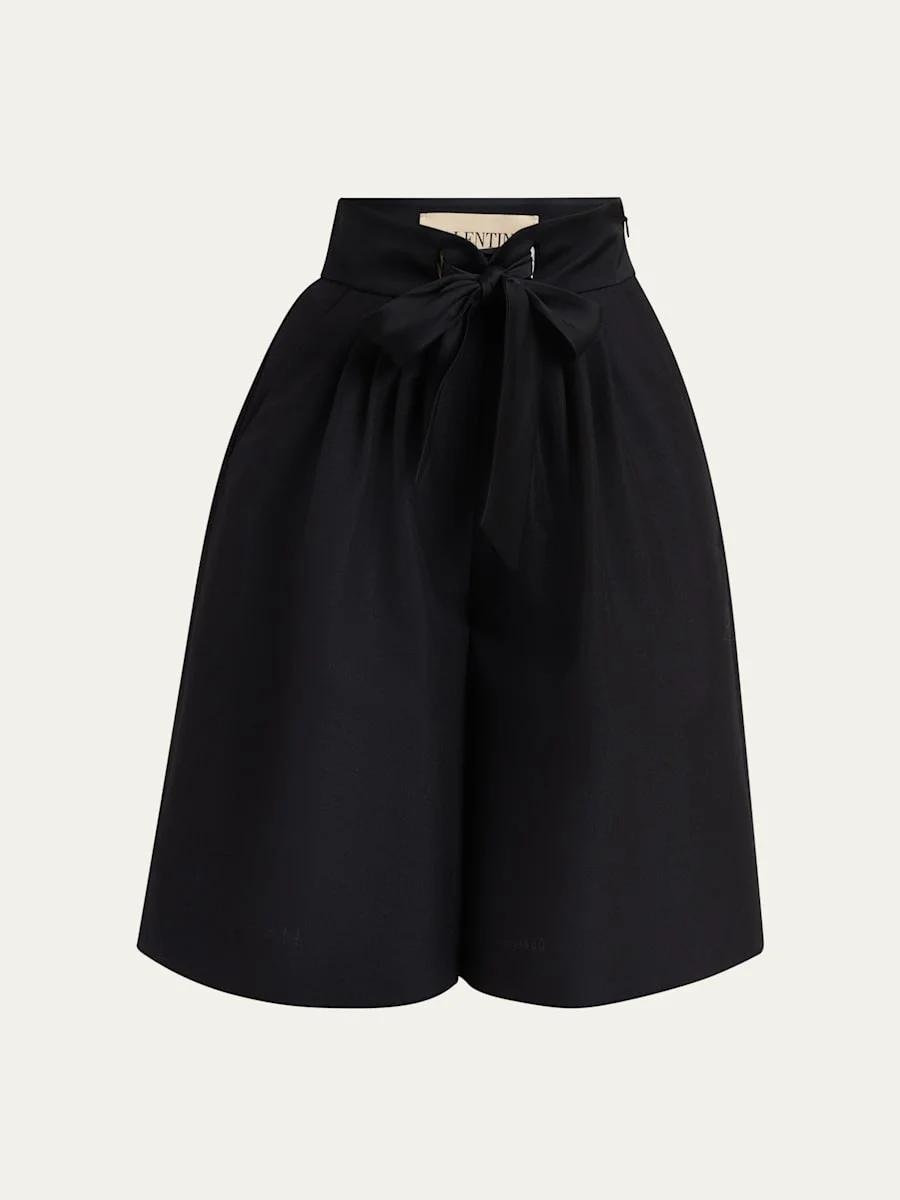 Bow-Waist Bermuda Shorts - 1