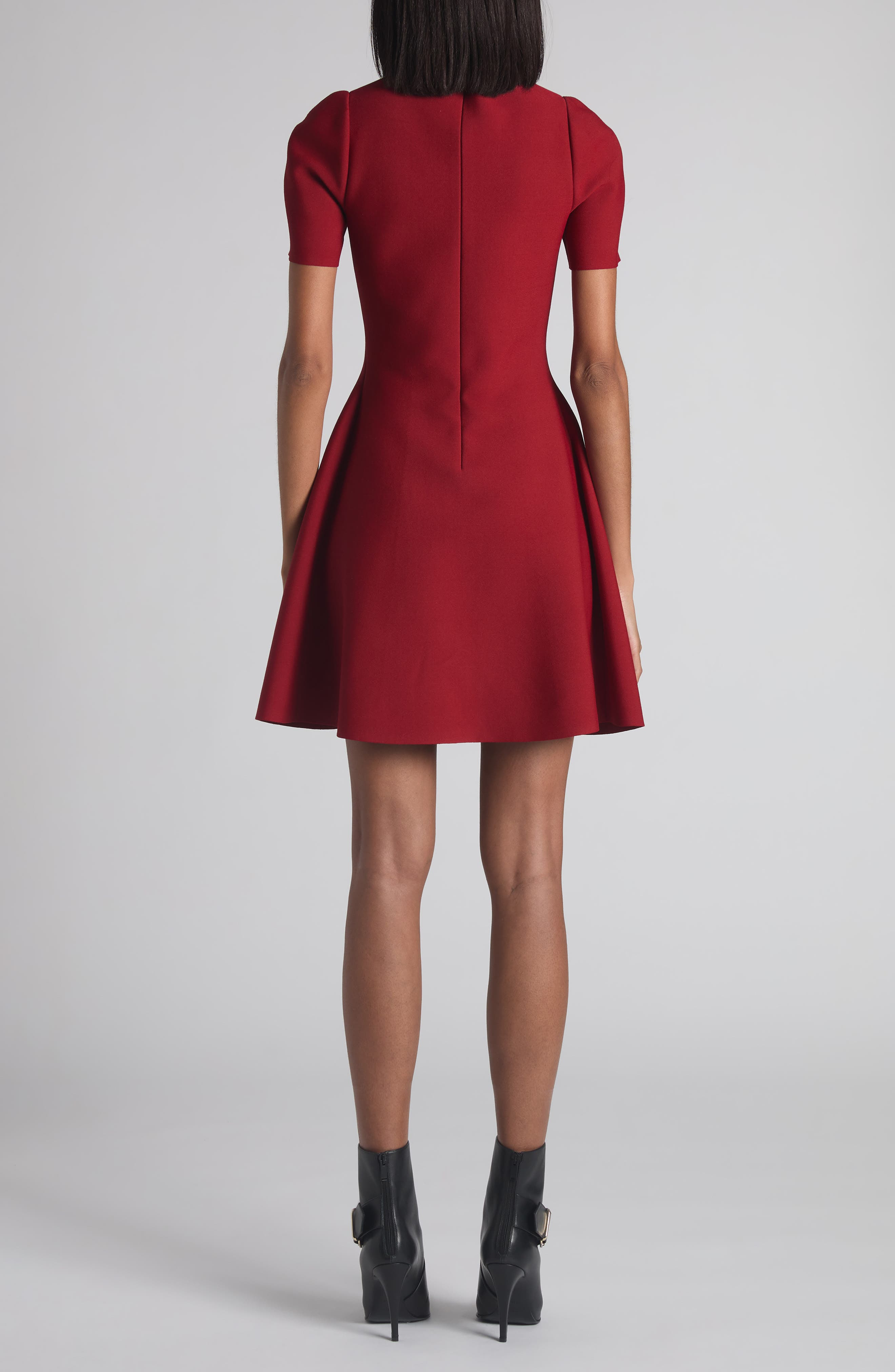McQueen Lace Trim Skater Dress in Crimson at Nordstrom - 2