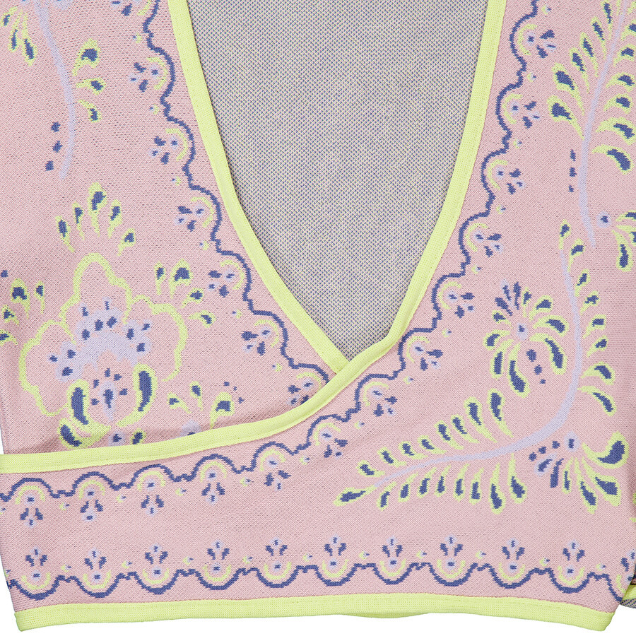 Y / Project Ladies Pink / Yellow Wrap Jacquard Cardigan - 2