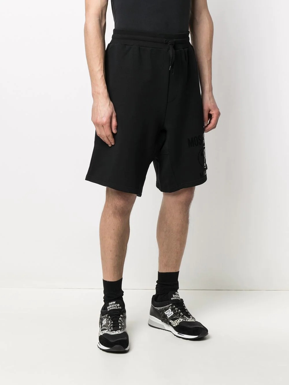 logo-print cotton track shorts - 3