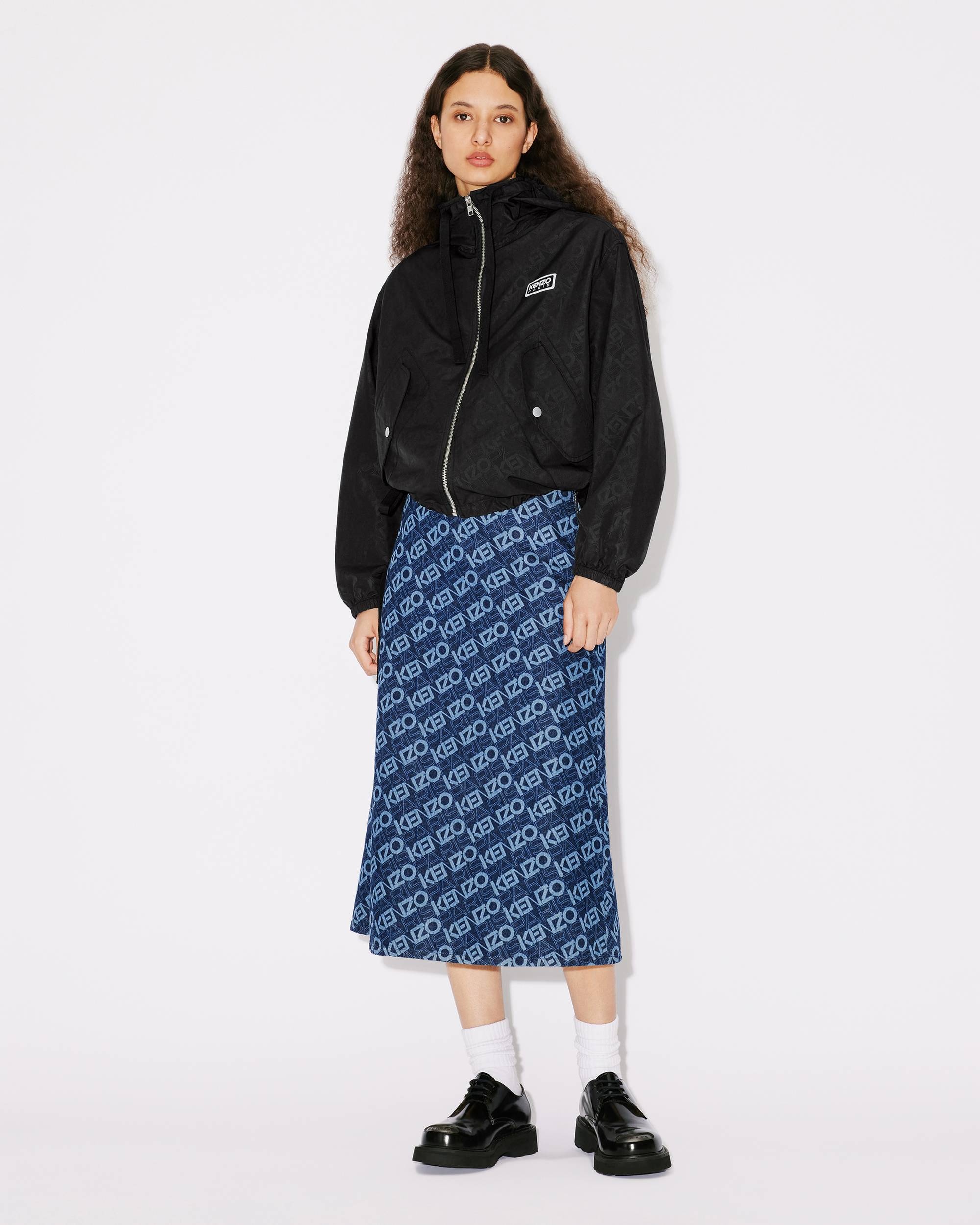 Monogram long denim skirt - 3