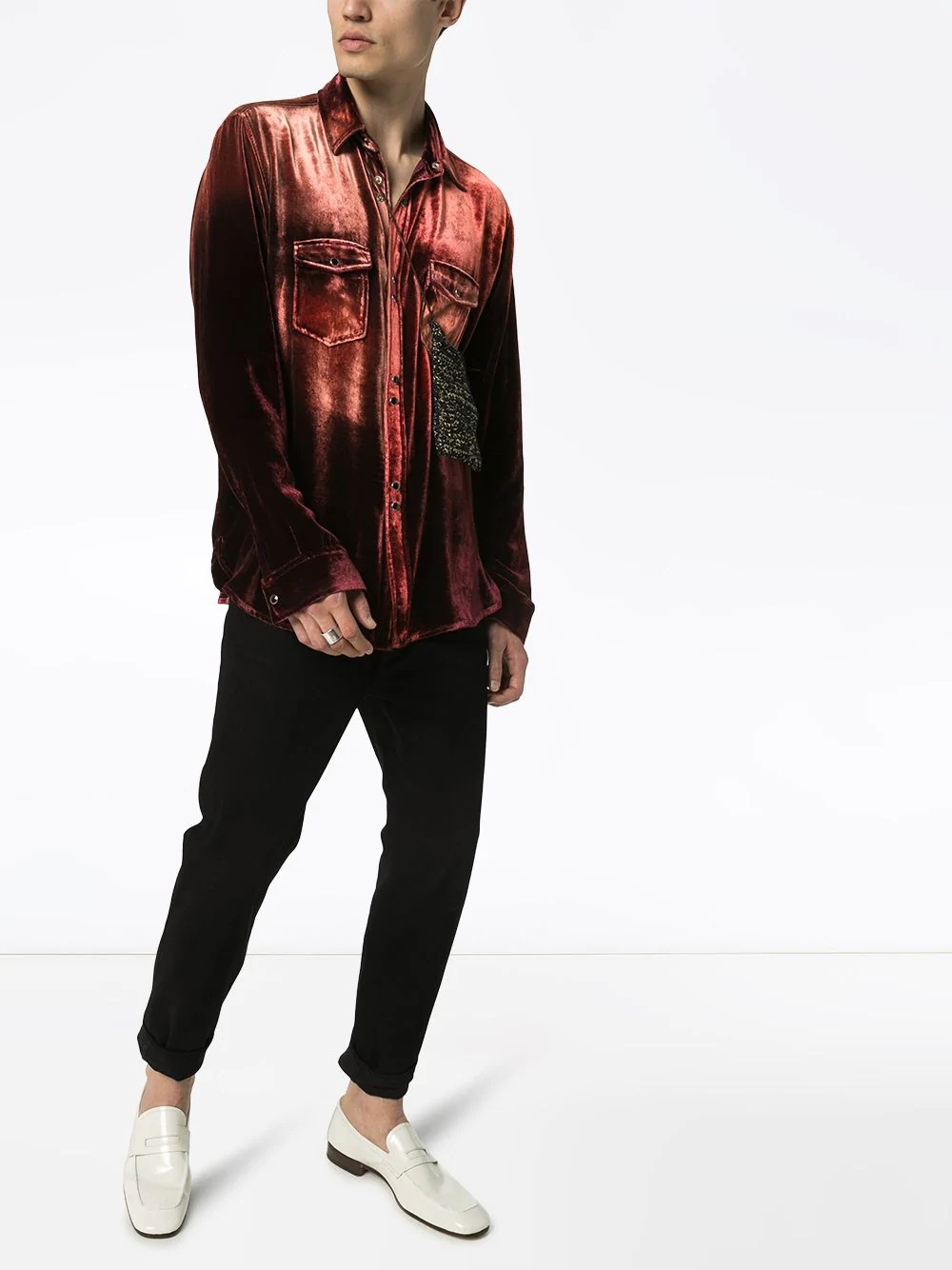 gradient-dyed velvet shirt - 2