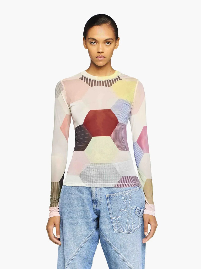JW Anderson PATCHWORK' PRINT - SHEER LONG SLEEVE TOP outlook