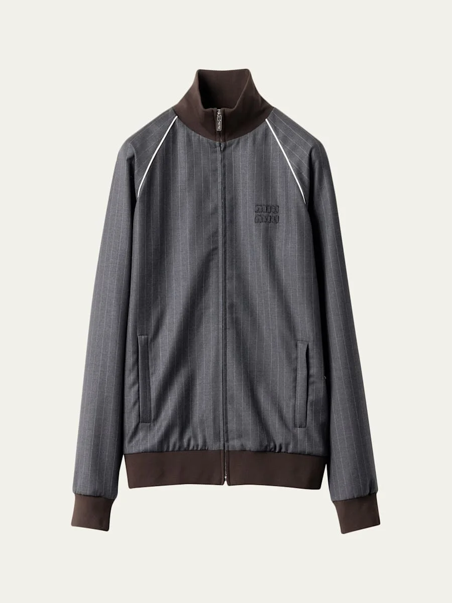 Pinstripe Zip-Up Jacket - 1