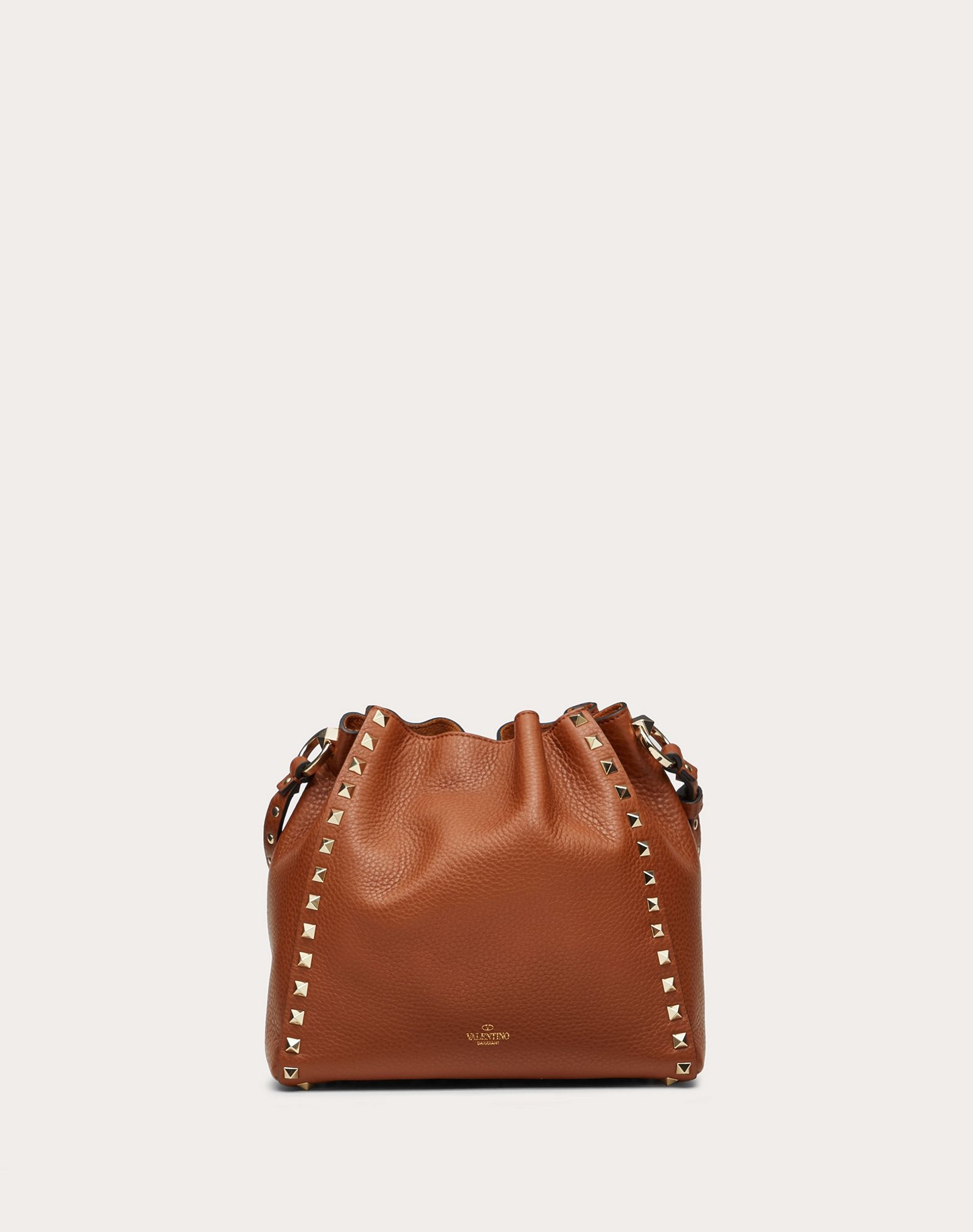 Small Rockstud Grainy Calfskin Bucket Bag - 3