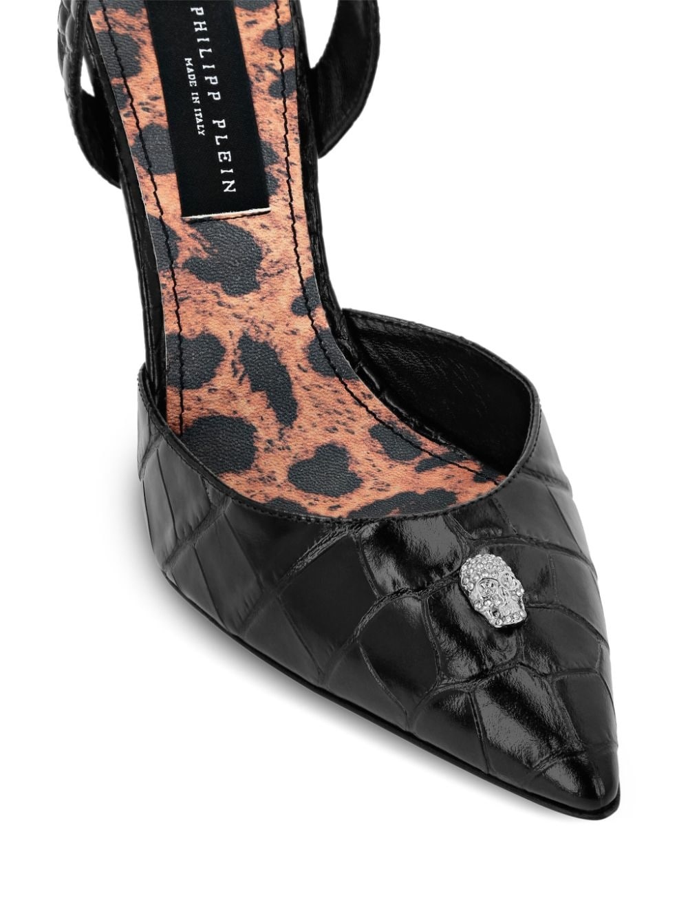 crocodile effect slingback pumps - 4