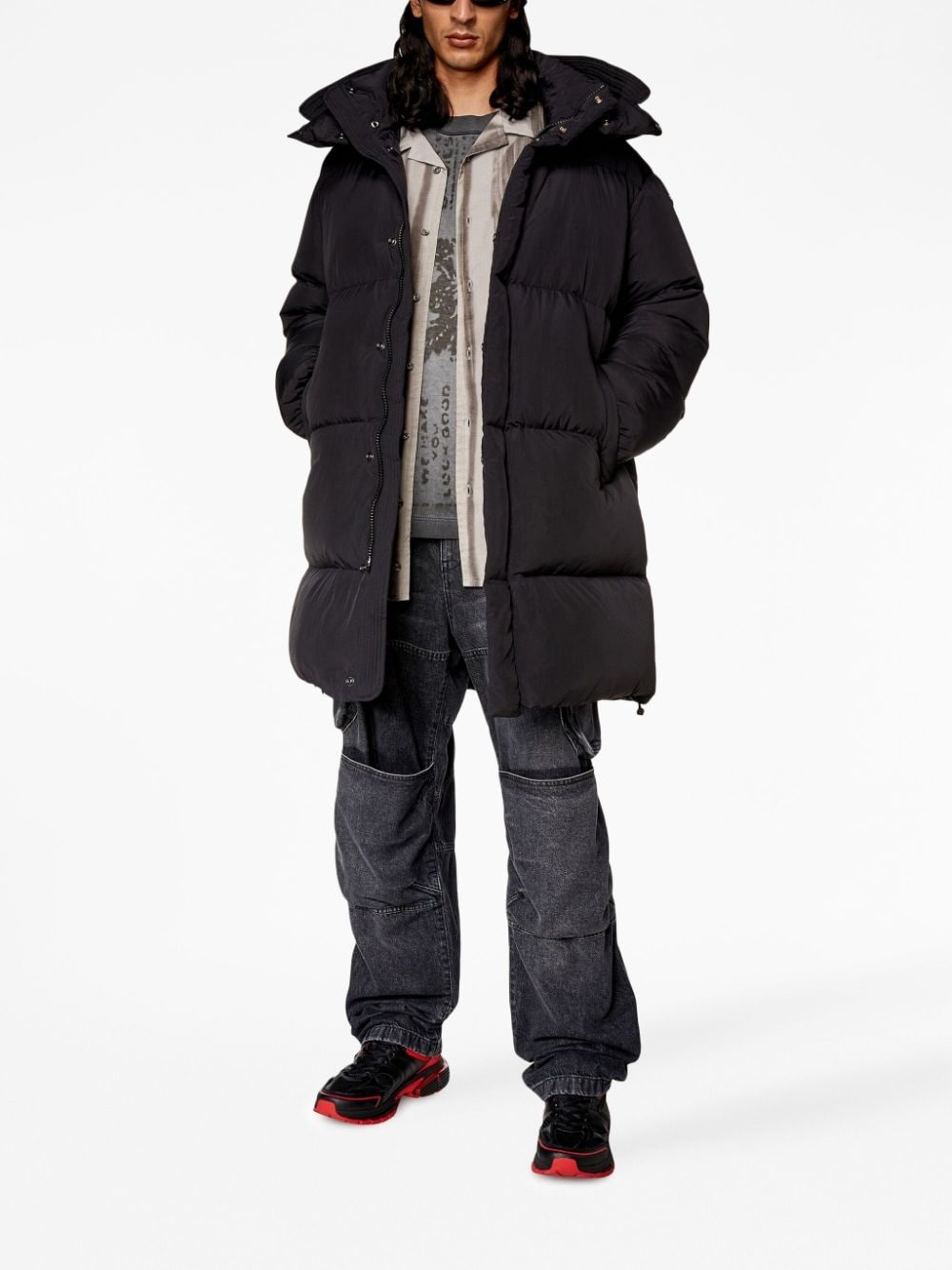 hooded zip-up padded coat - 2
