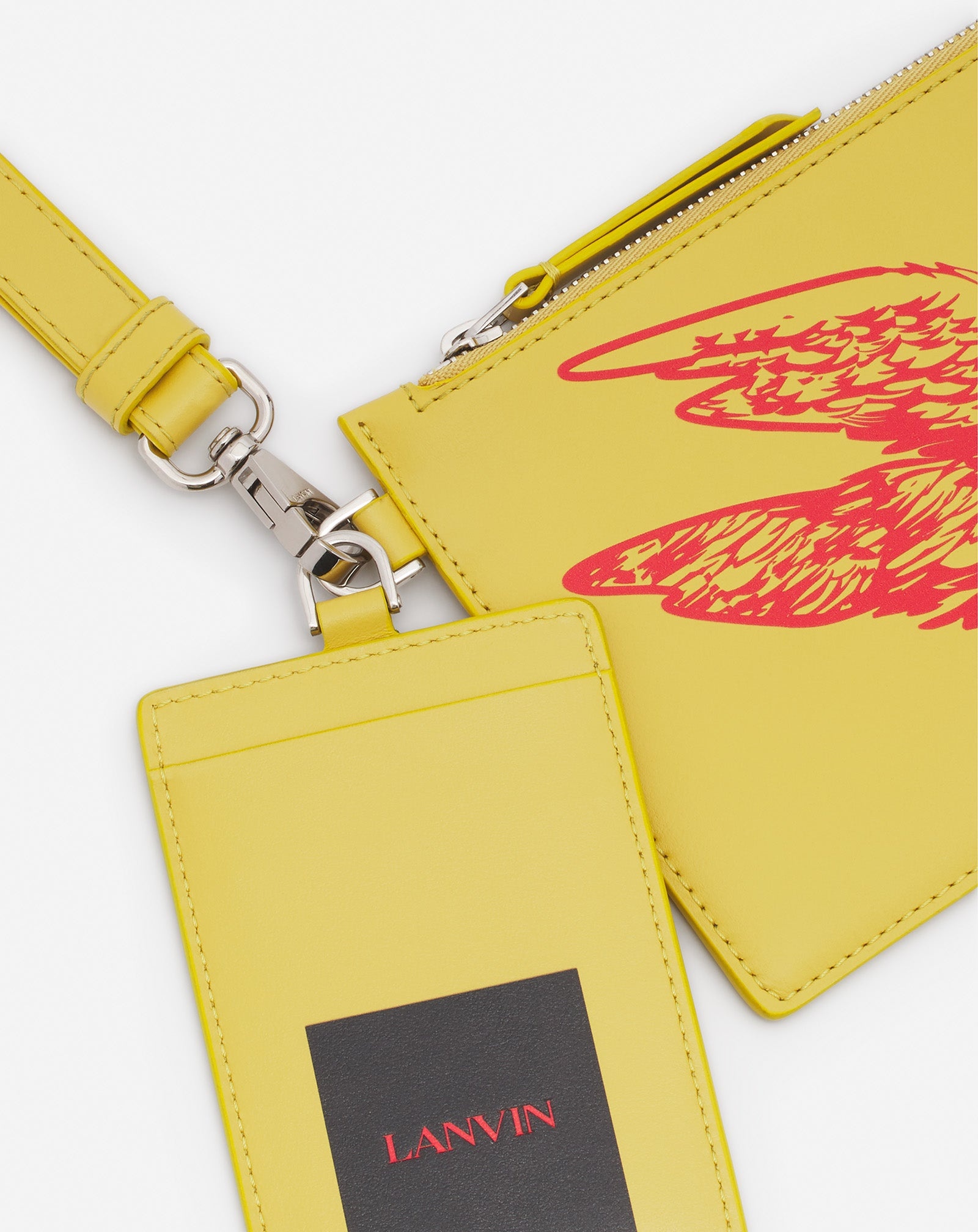 LANVIN X FUTURE LEATHER DOUBLE CLUTCH WITH EAGLE PRINT - 4