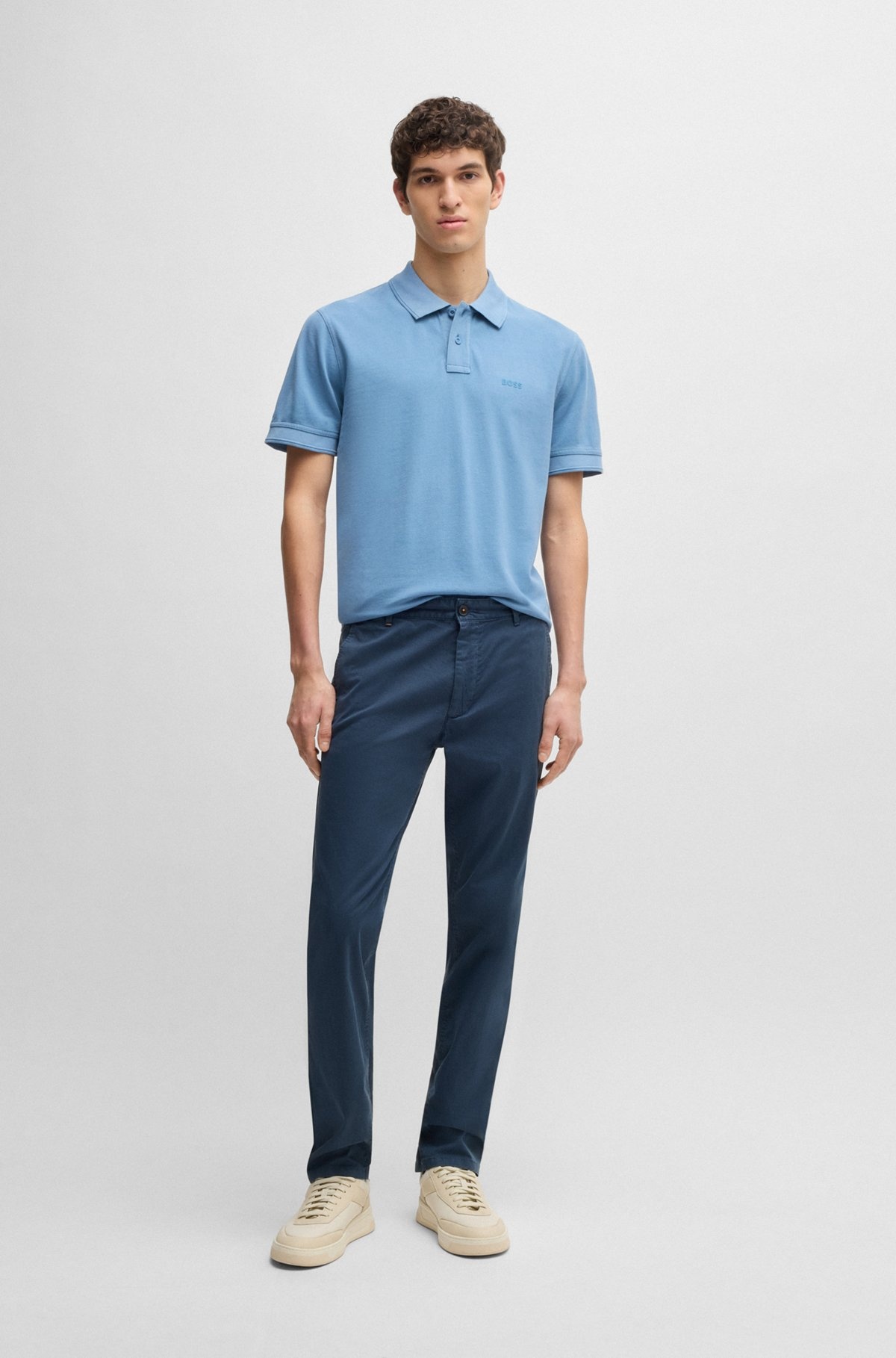 SLIM-FIT TROUSERS IN MICRO-PRINTED STRETCH COTTON - 3