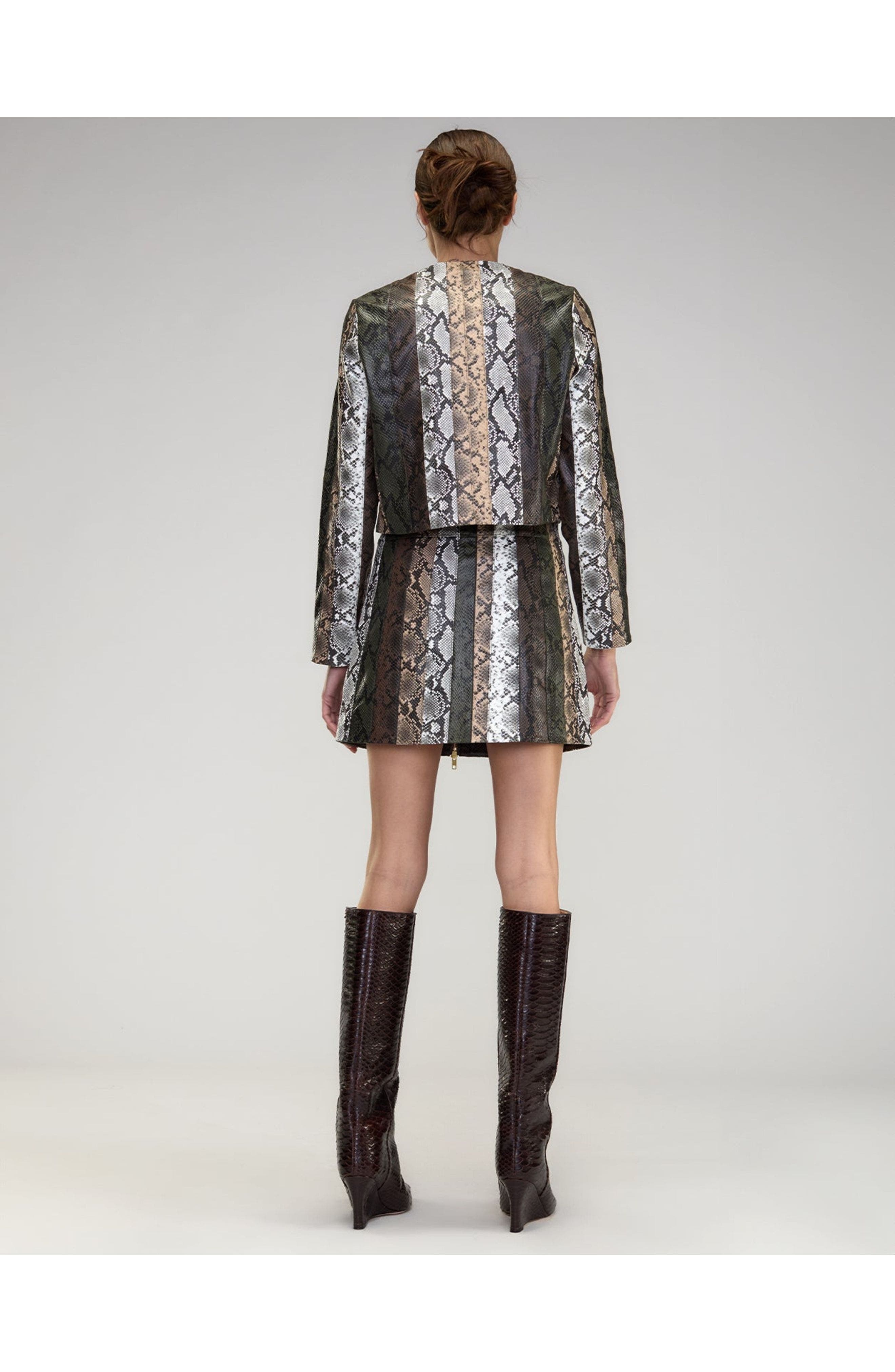 Cynthia Rowley Snake-Embossed Vegan Leather Skirt in Multi at Nordstrom - 7