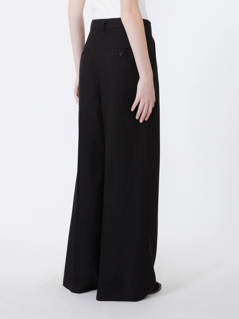 VELIERO Viscose and linen wide-leg trousers - BLACK 4