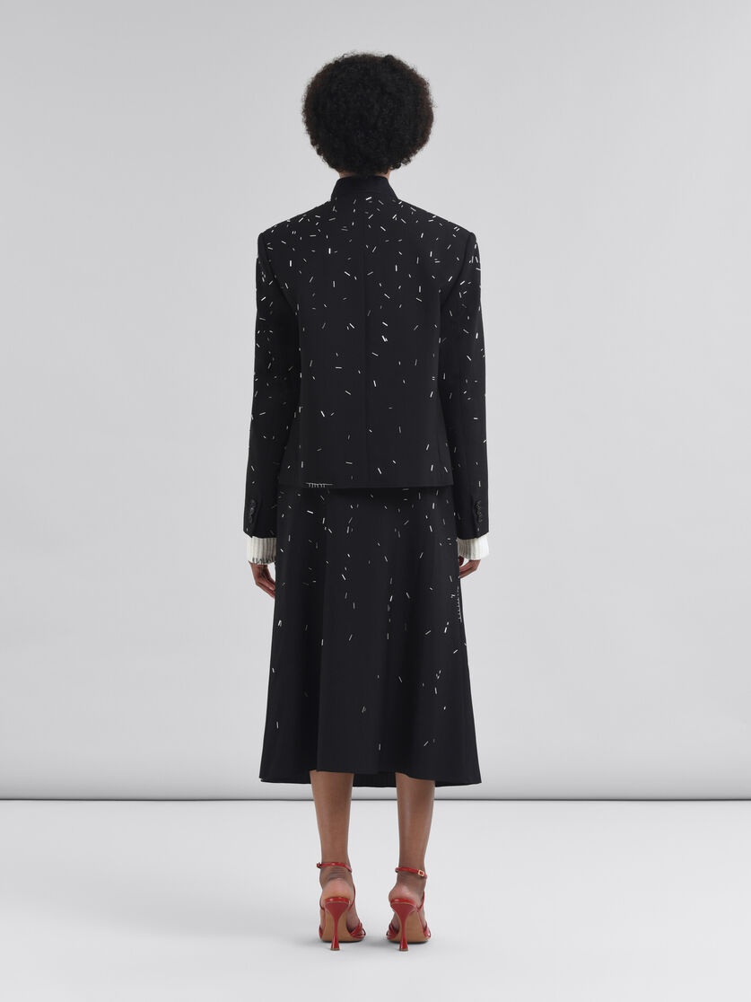 BLACK WOOL JACKET WITH TINTED PEARL EMBELLISHMENT - 3