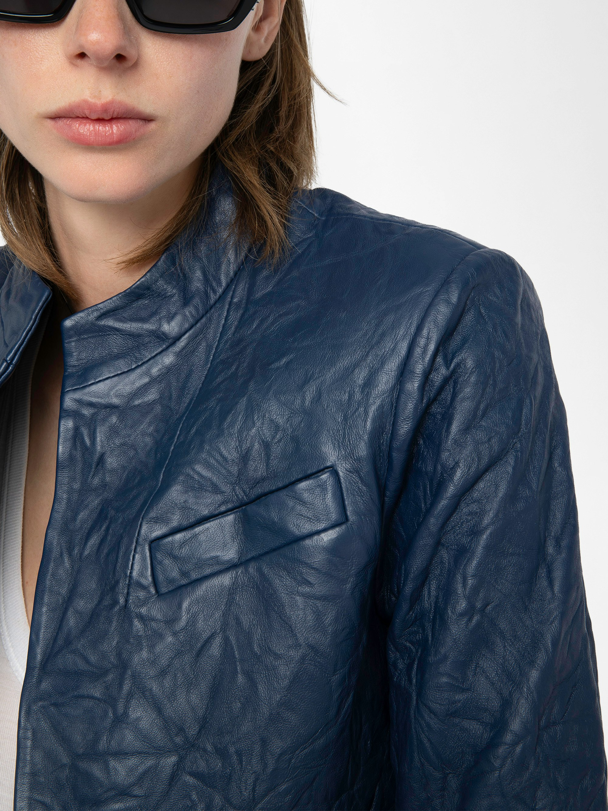 Veryn Crinkled Leather Blazer - 7