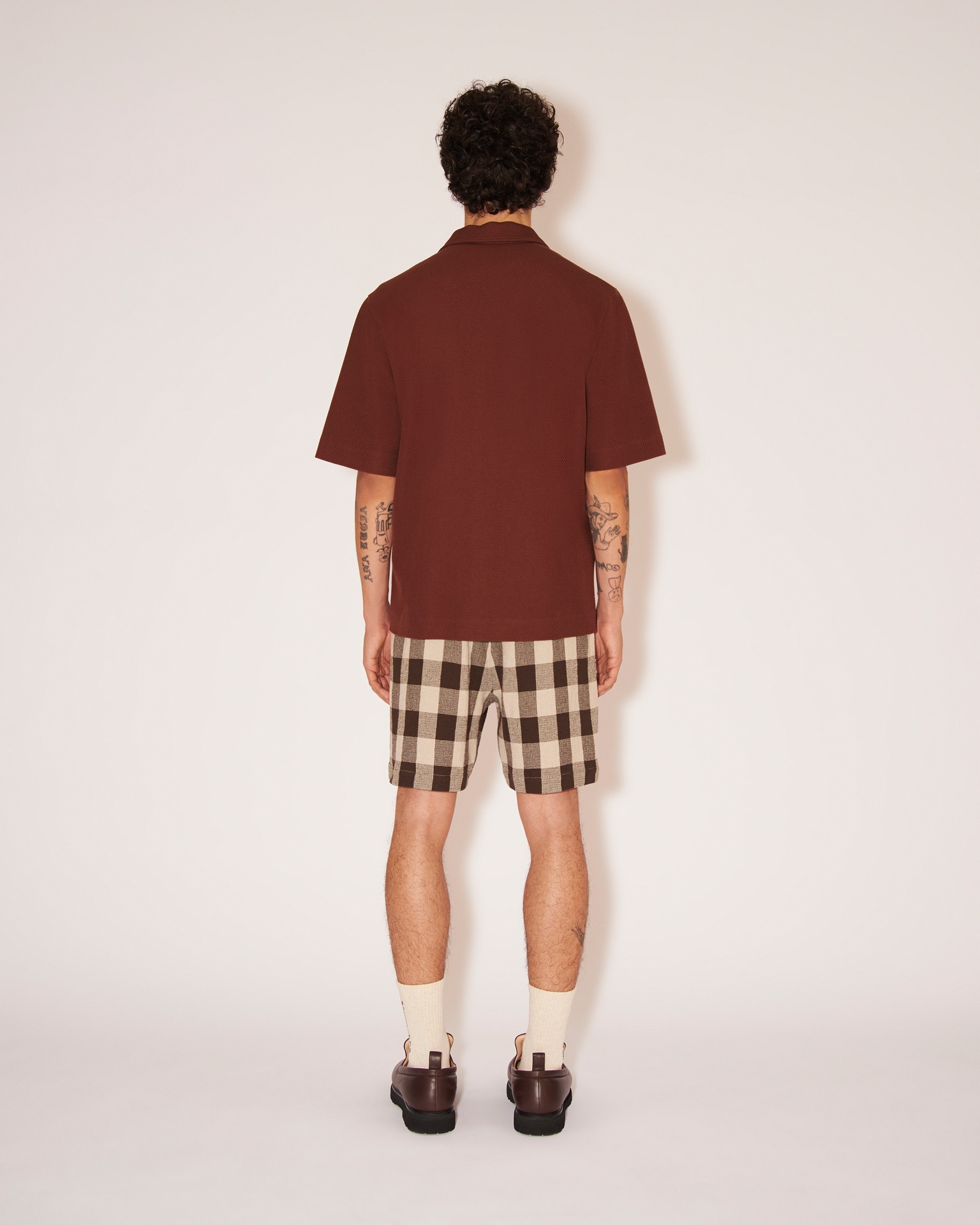BODIL - Tweed structured shirt - Rust - 5