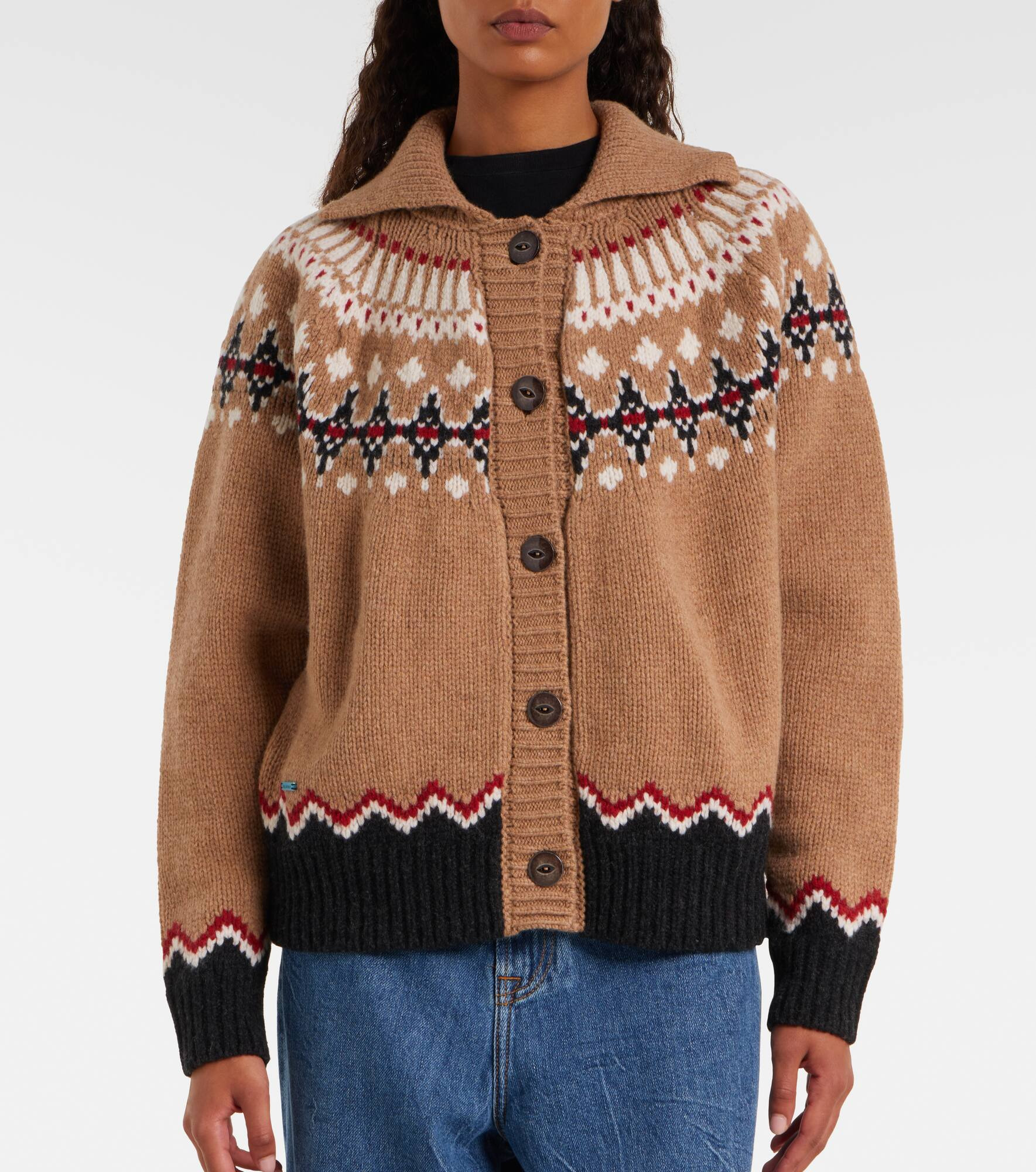 Sweet jacquard virgin wool cardigan - 6
