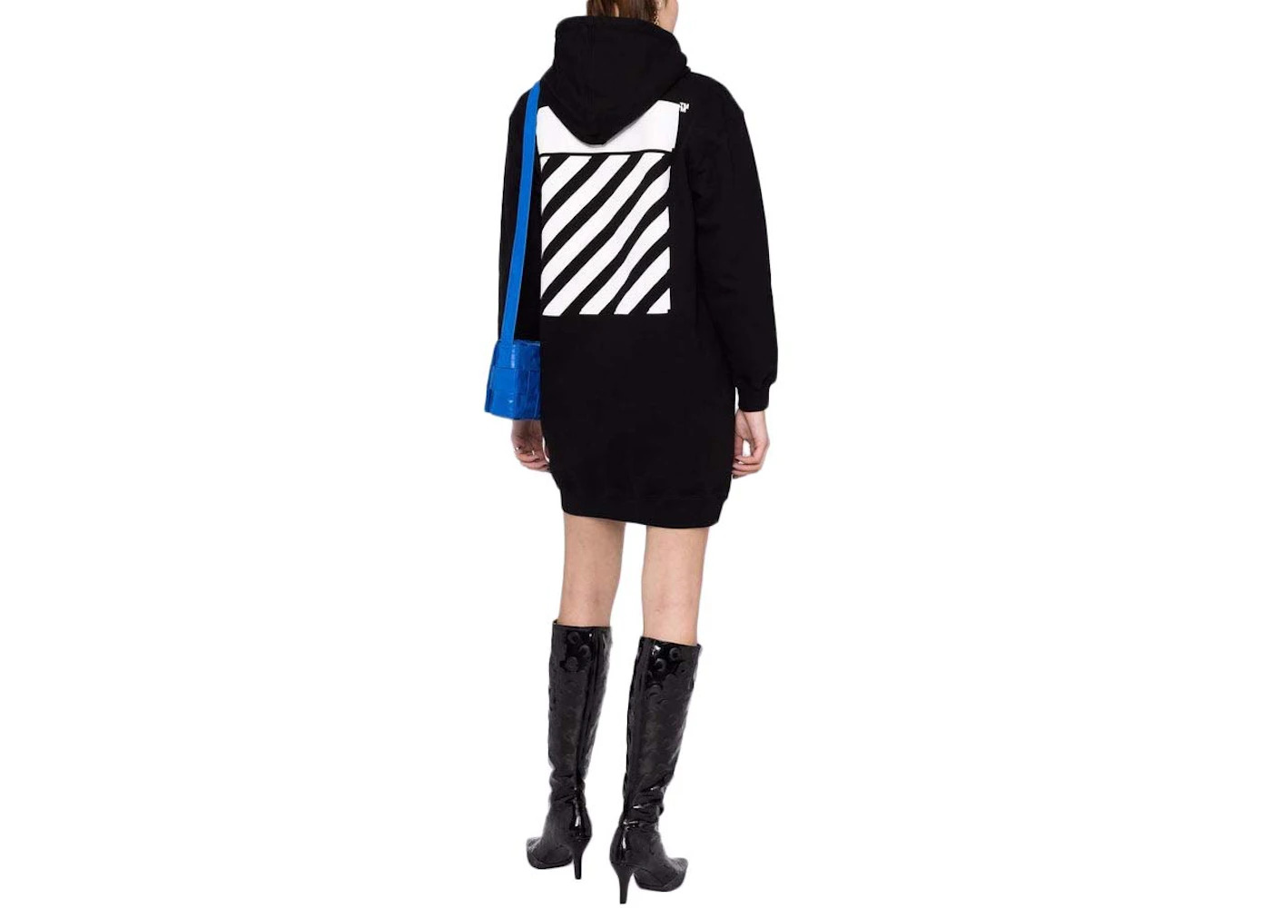 OFF-WHITE Diag Hoodie Sweatshirt Dress Black/White - 2