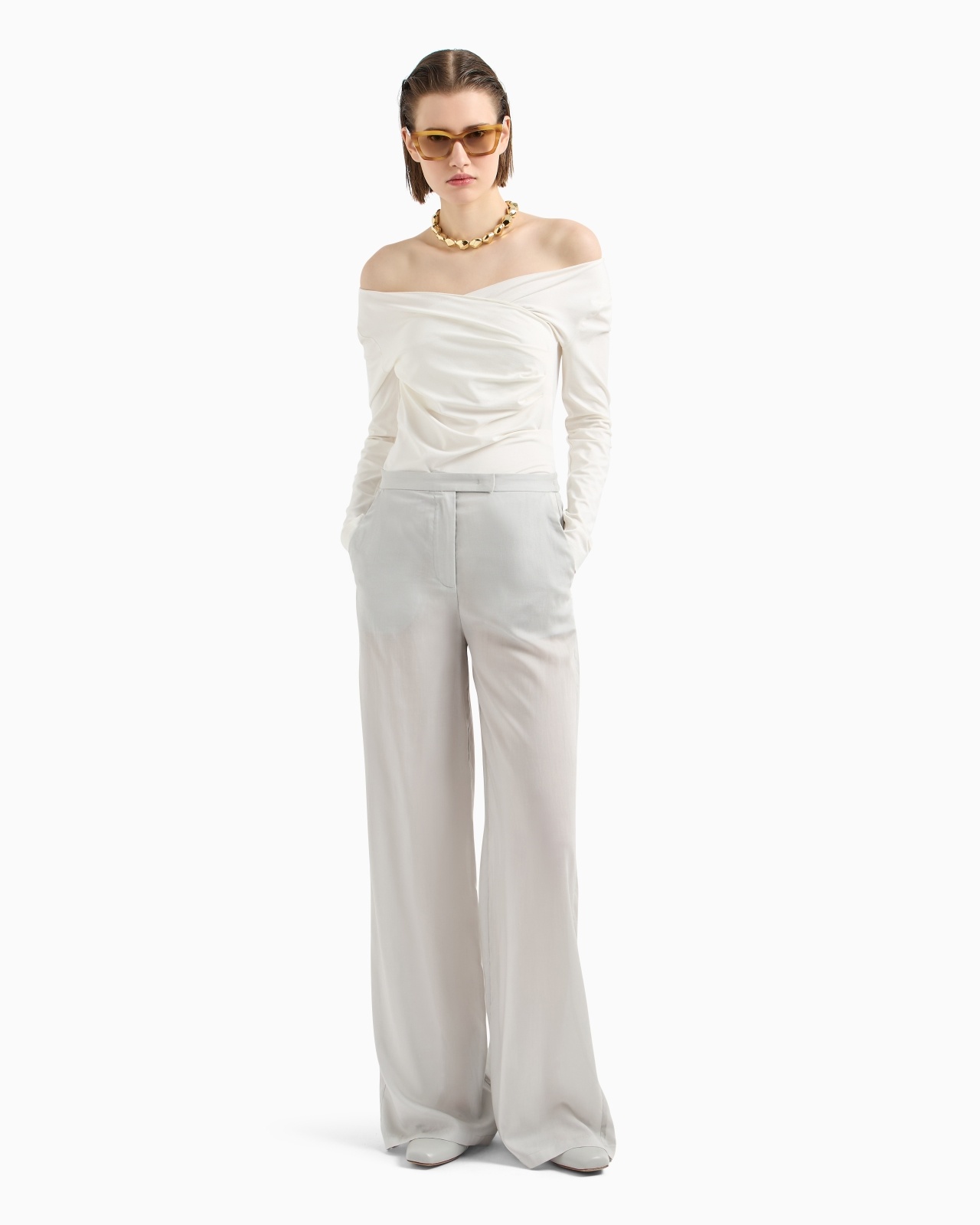 STRETCH JERSEY JUMPER WITH GATHERING DETAIL - 2