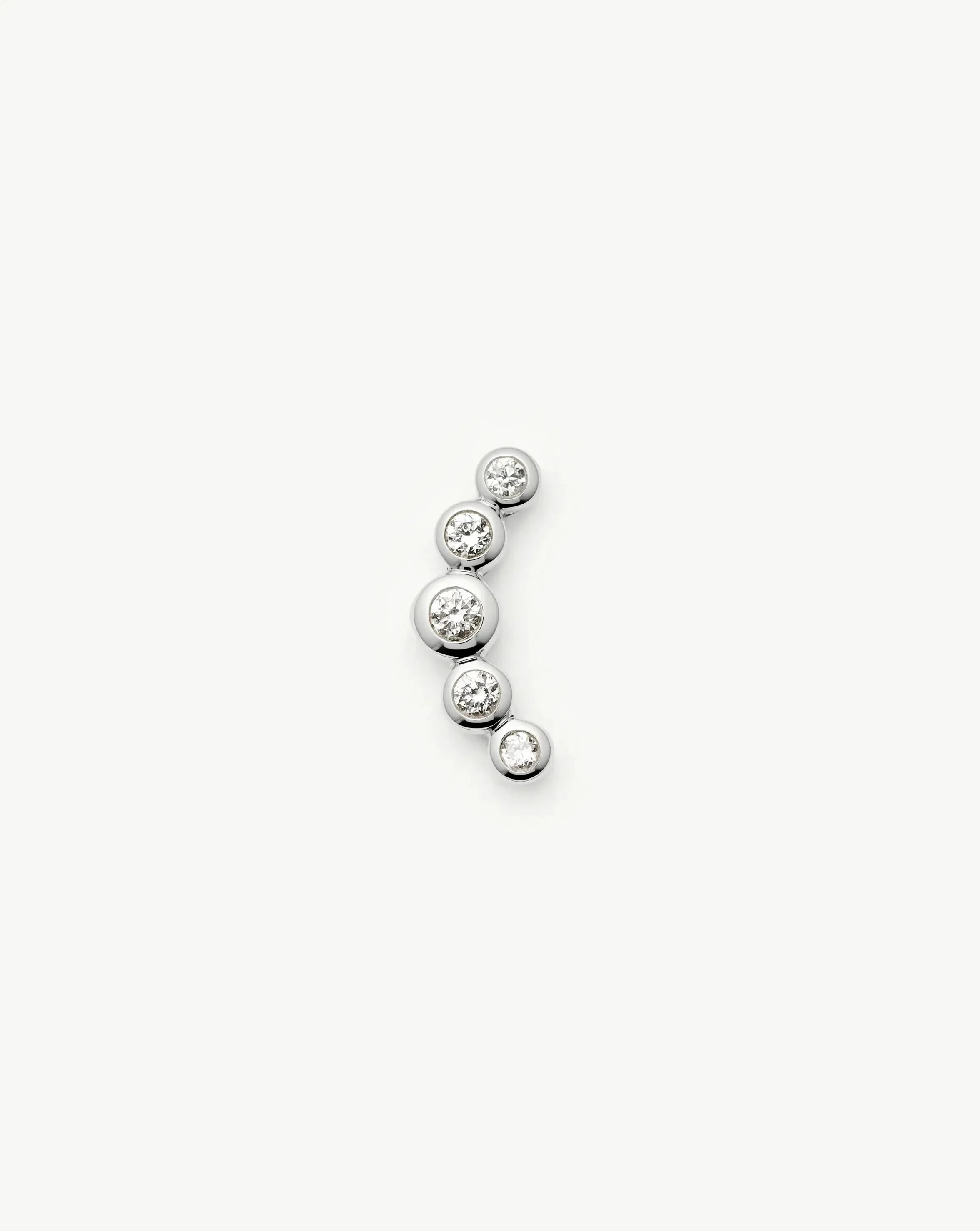 Solid Gold Diamond Ear Climber Flat Back Stud Earring - 1