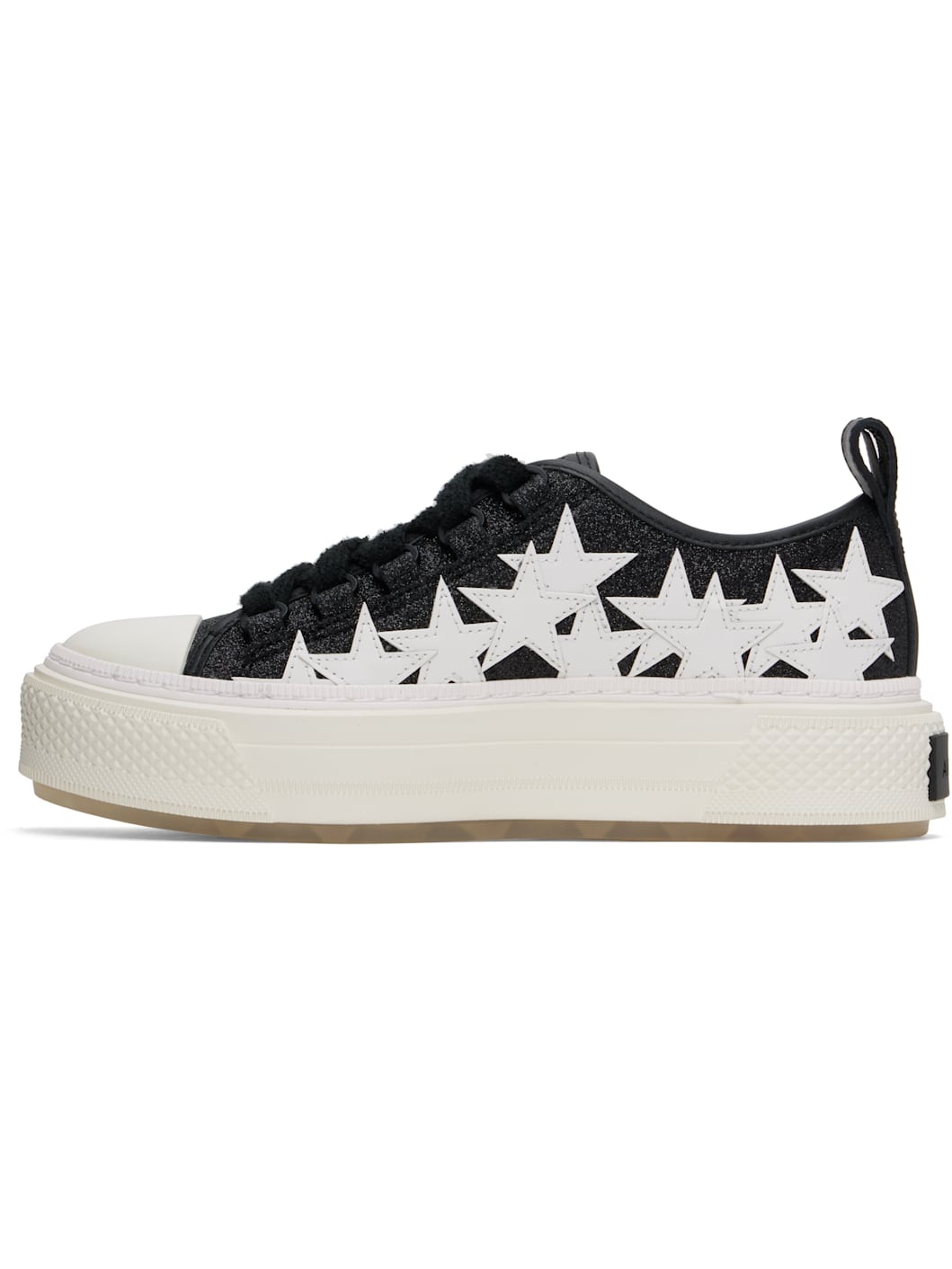 Black Glitter Stars Court Low Sneakers - 3