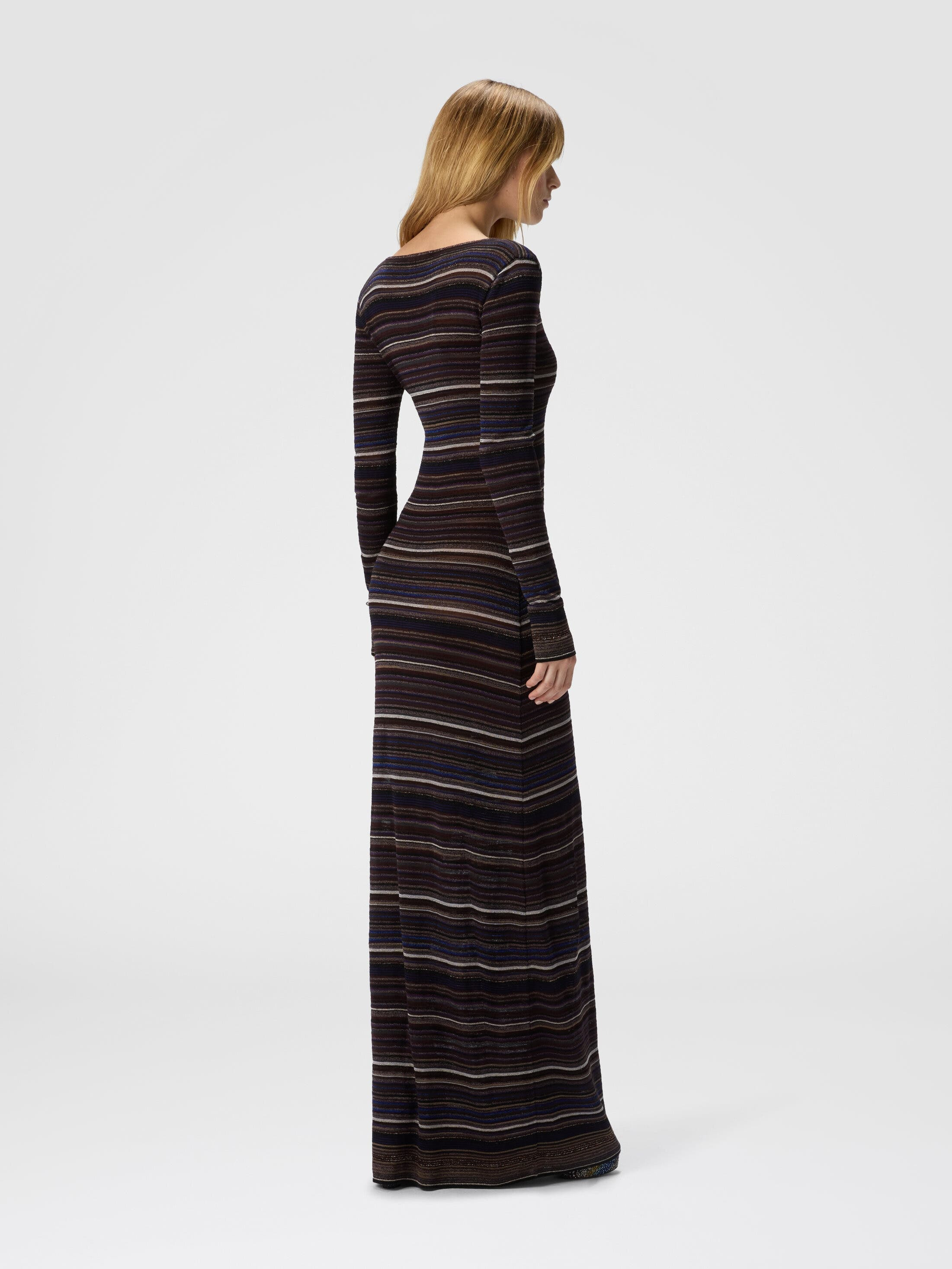 Missoni Long Dress With V-neck In Ribbed Knit in Brown & Purple at Nordstrom - 3