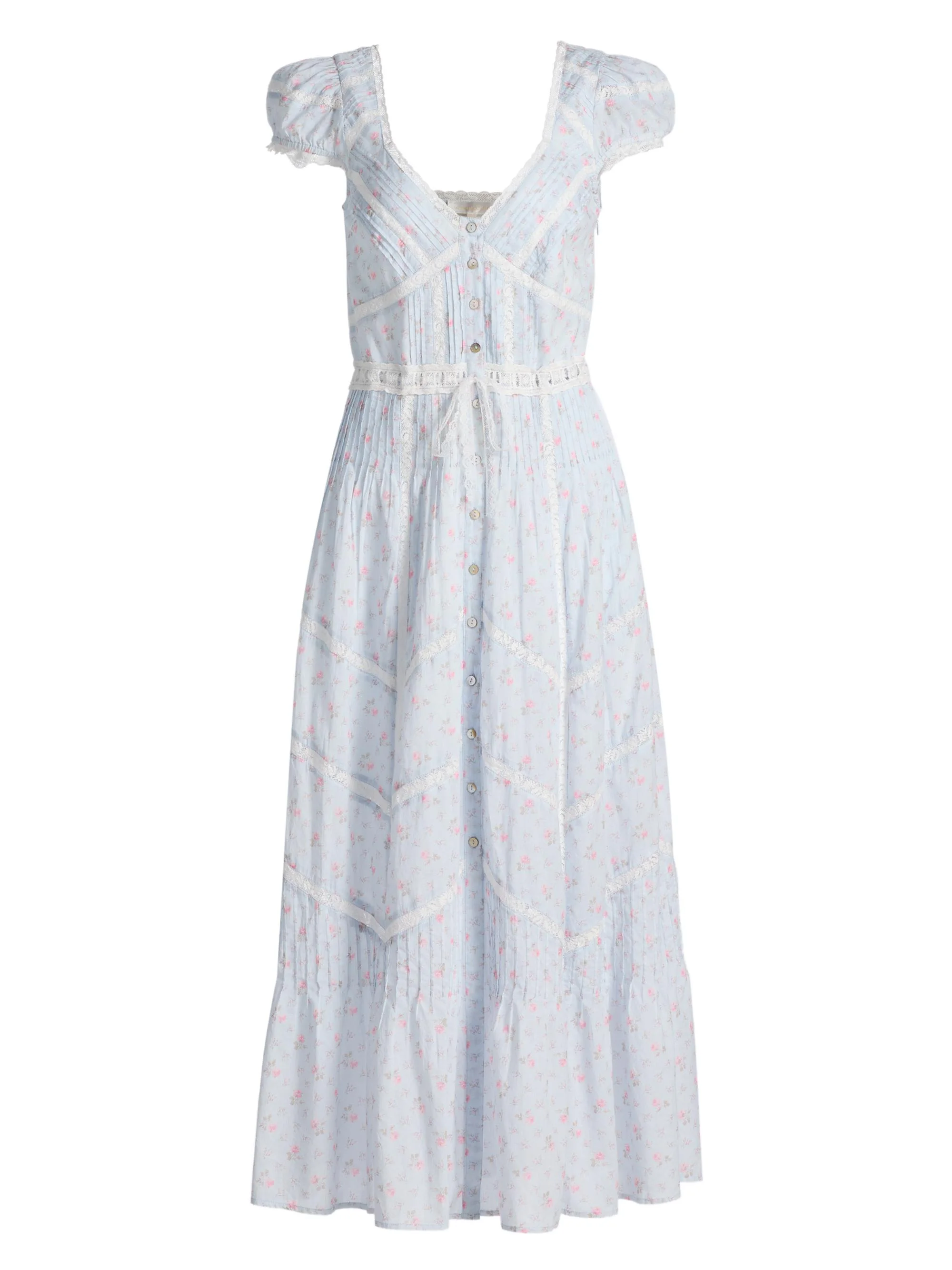 Women's Aurela Floral Cotton Tiered Maxi Dress - Chapparal Blue - 1