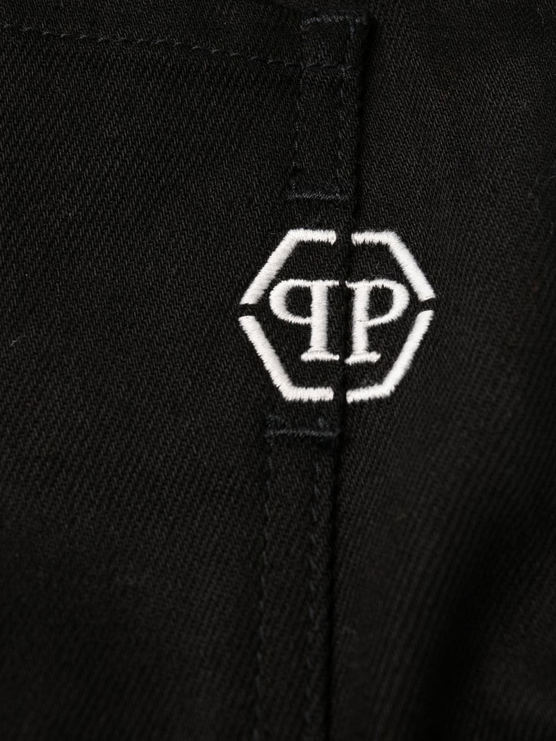 embroidered-logo 직 다리 청바지 7