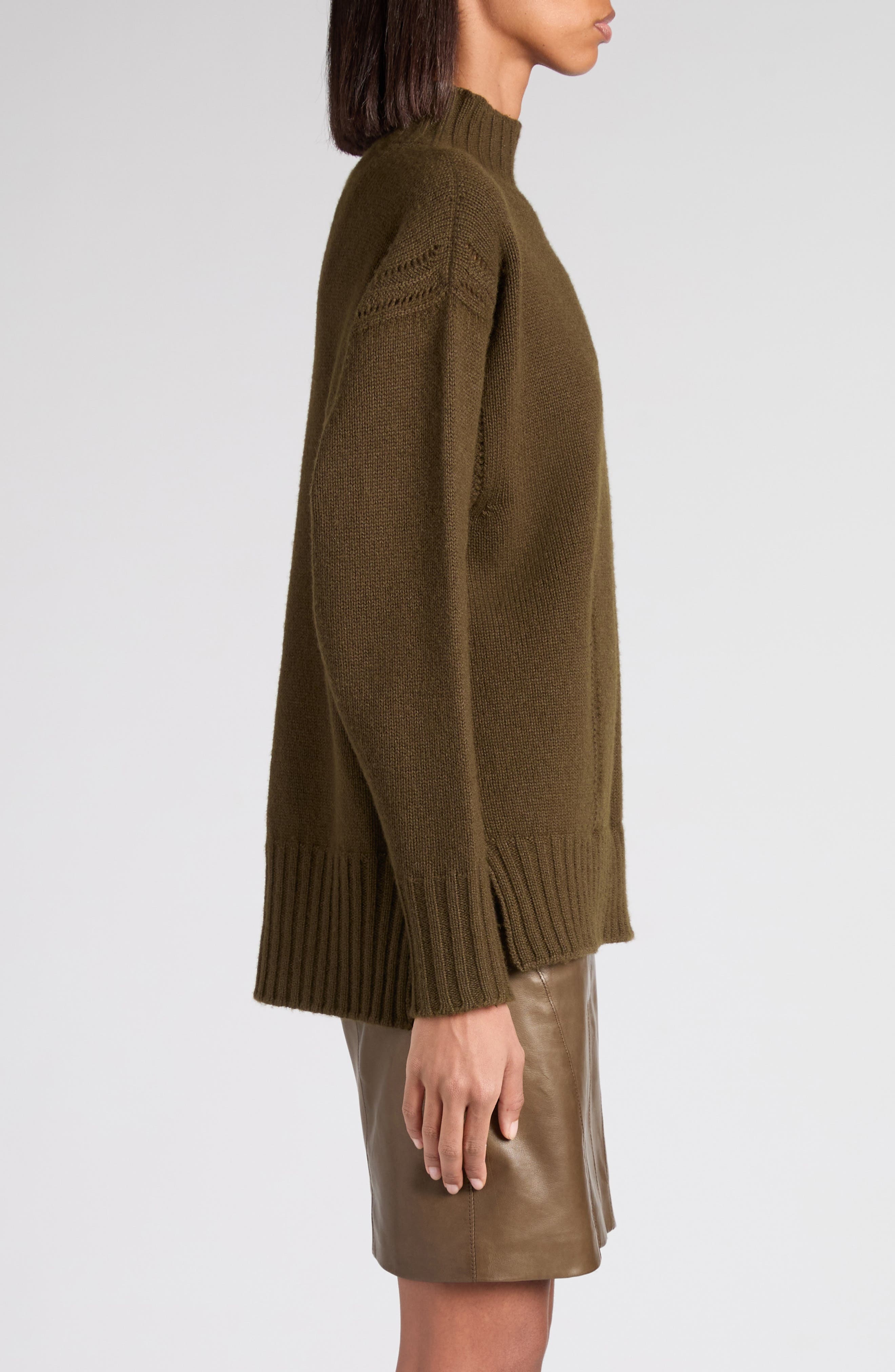 TOM FORD Chunky Wool & Cotton Mock Neck Sweater in Fg815 Military Green at Nordstrom - 4