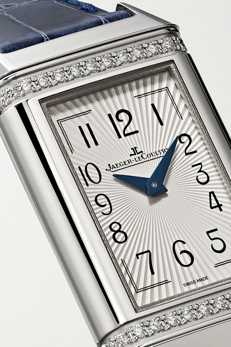 Reverso One Duetto 40mm x 20mm stainless steel, diamond and alligator watch 5
