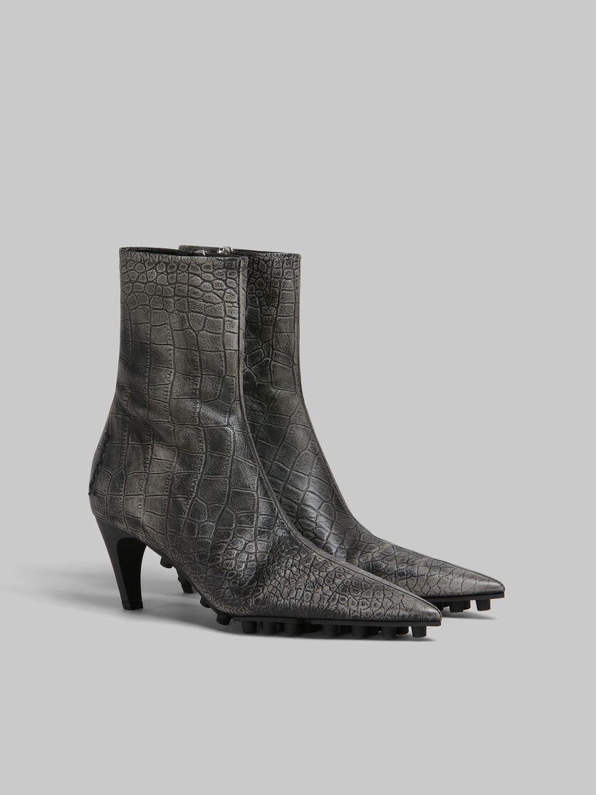 SPIKE ANKLE BOOT IN CROCODILE PRINT LEATHER - 2