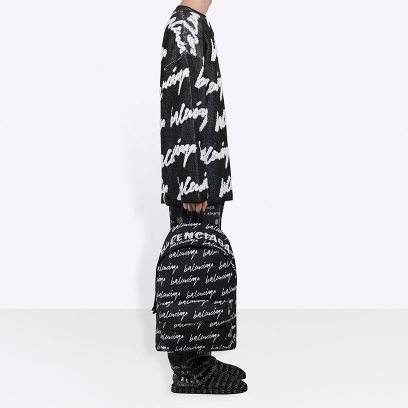 Balenciaga 3D Scribble Crewneck Cotton Knit 'Black' 625985T31801070 - 5