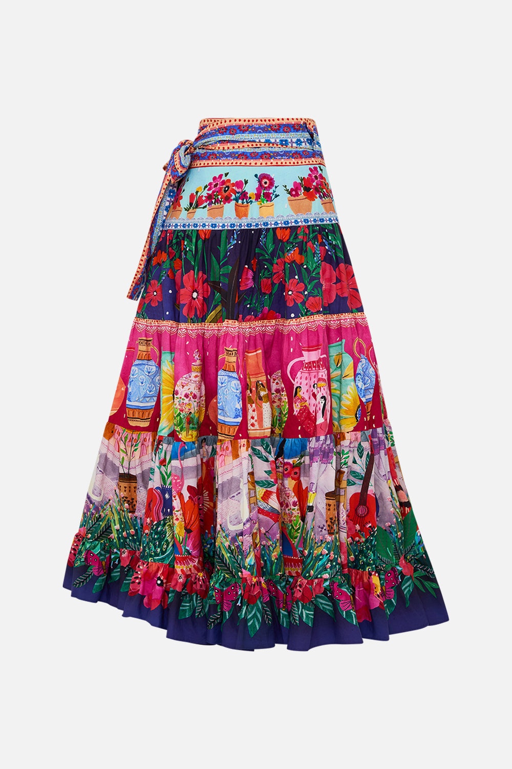 WRAP SKIRT WITH GATHERED PANELS - 7