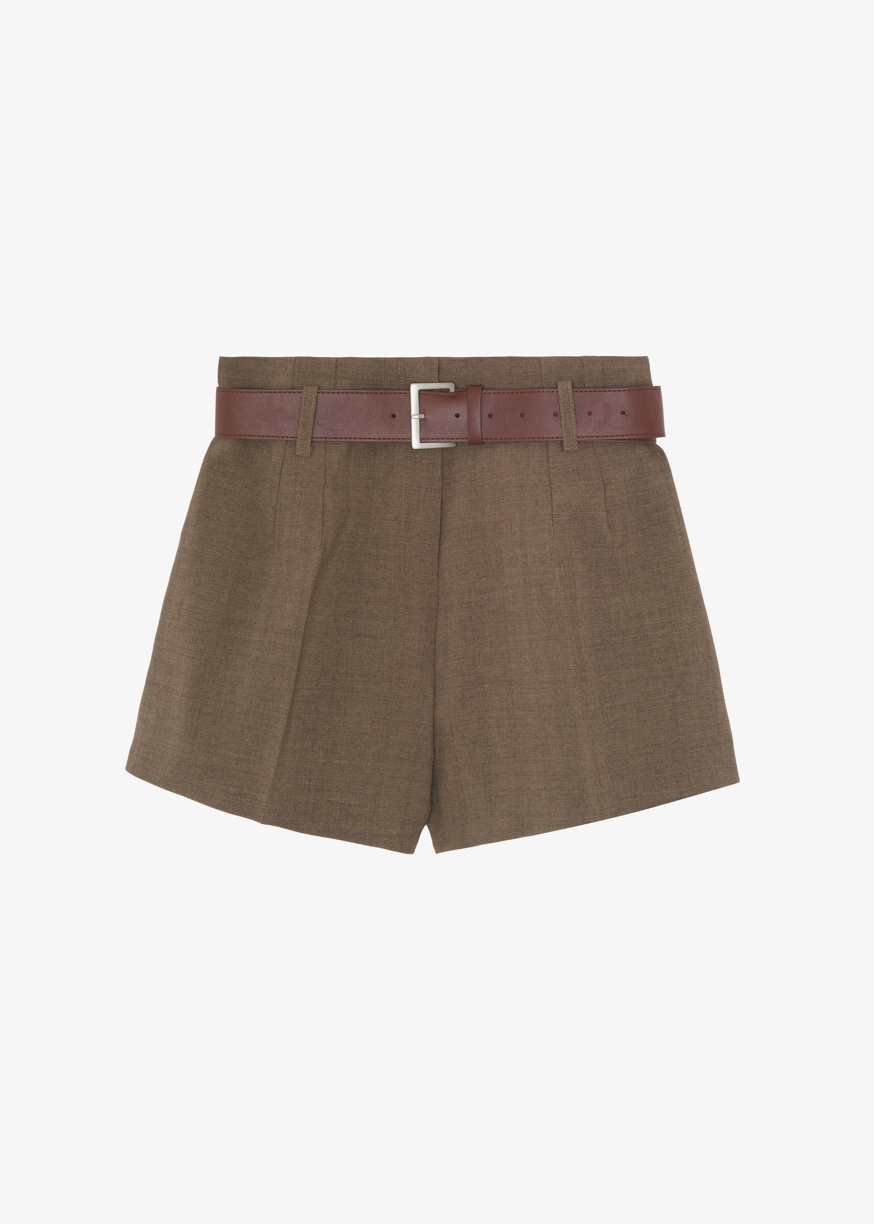 Chappell Belted Shorts - Brown - 1