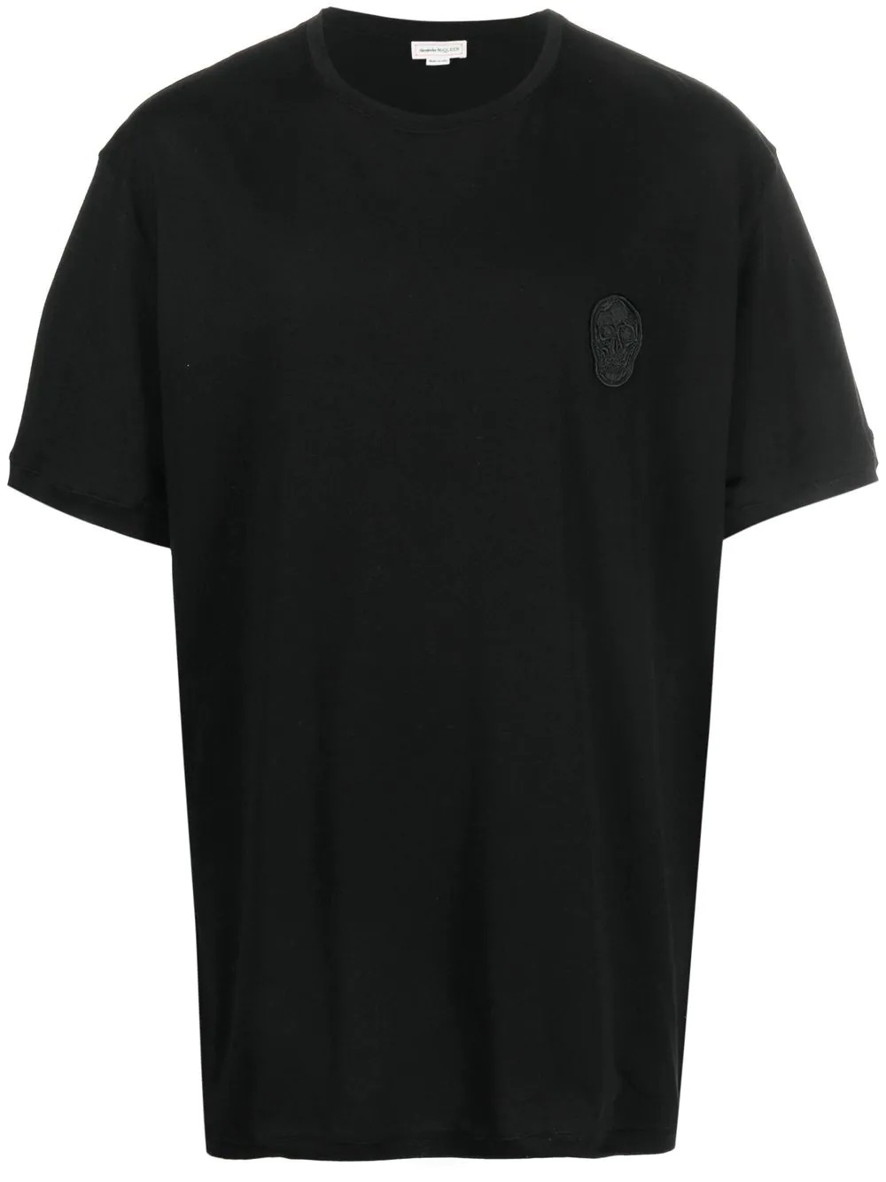 Skull patch round-neck T-shirt - 1