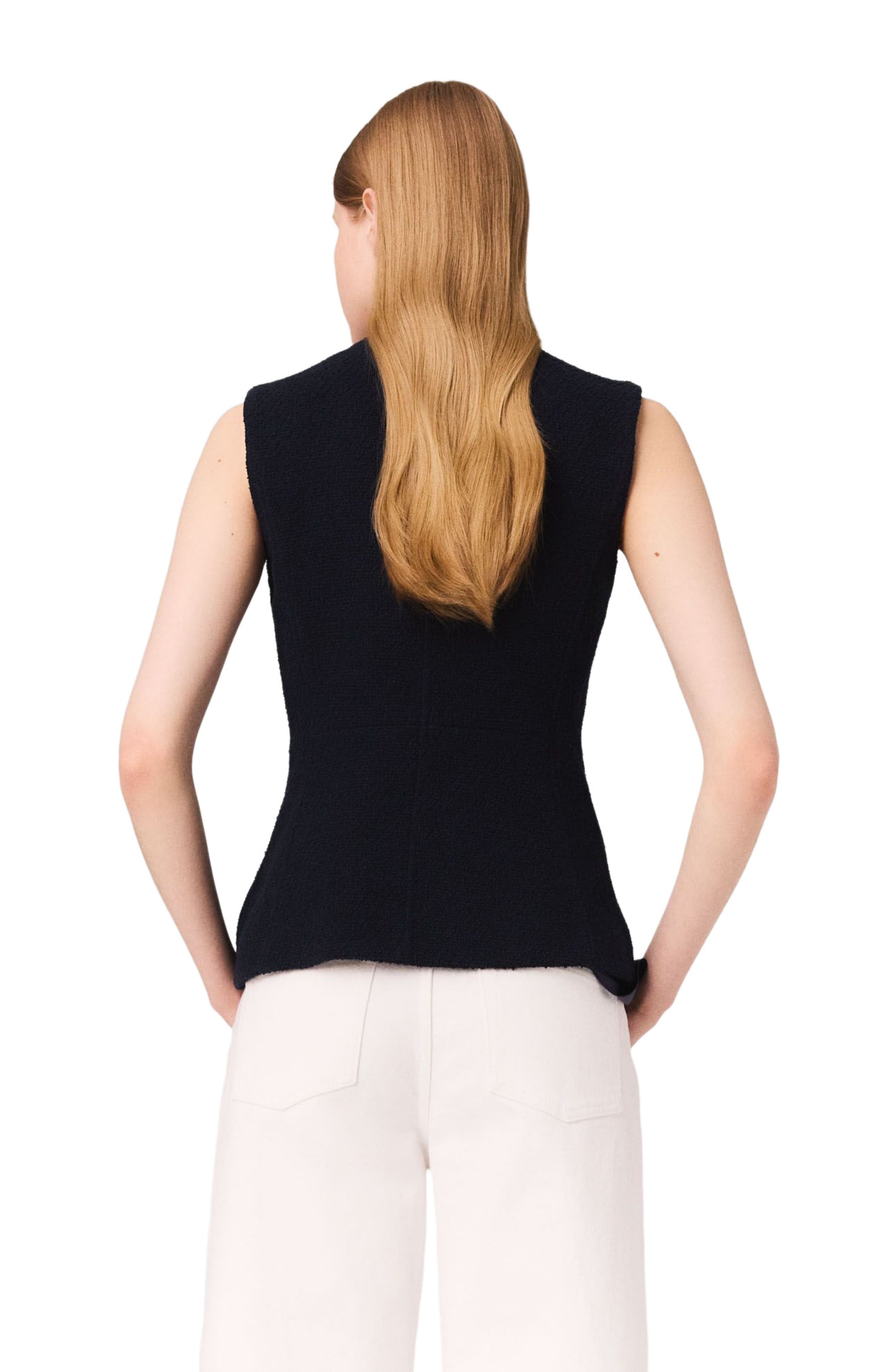 maje Sleeveless tweed jacket in Navy at Nordstrom - 3