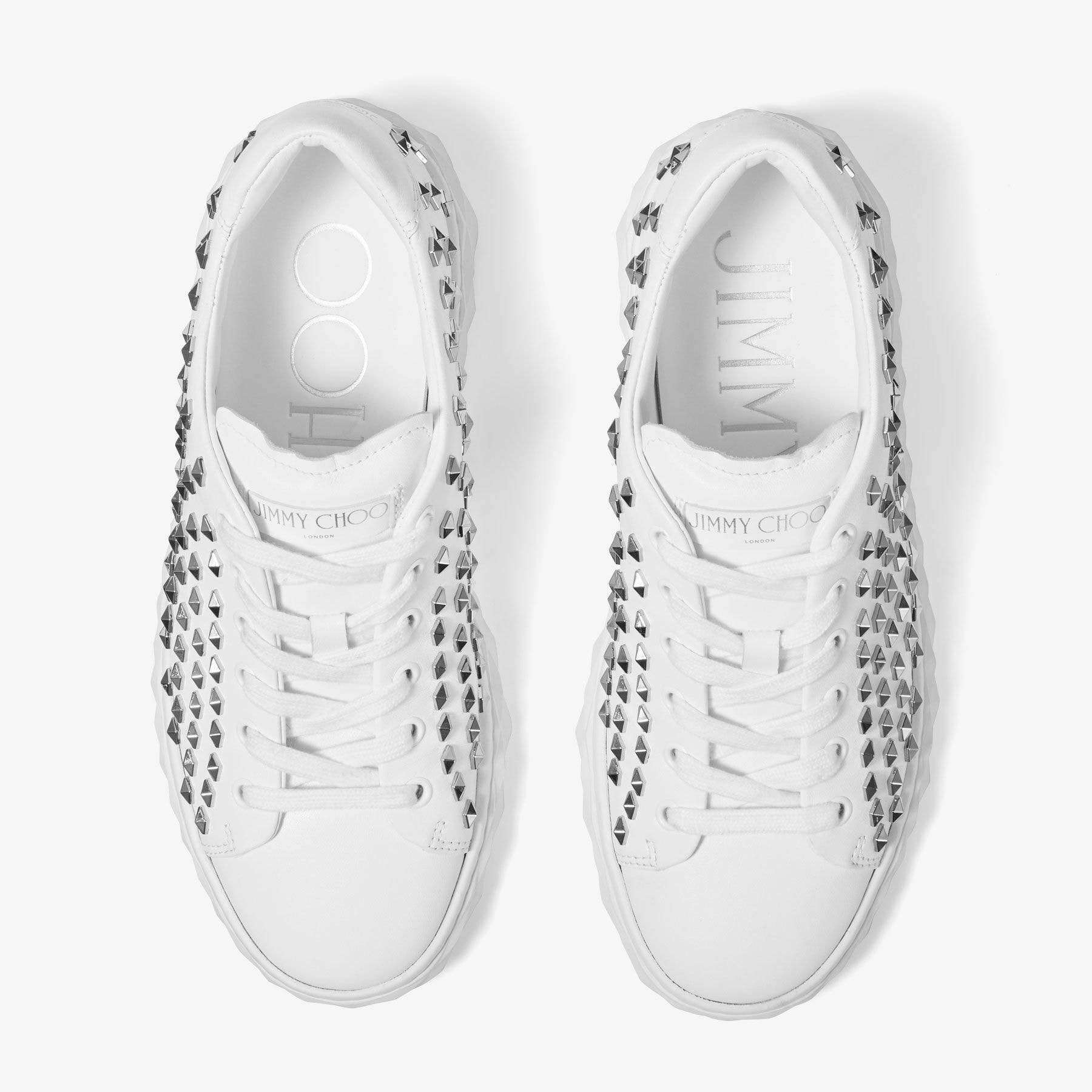 Diamond Light/F
White Nappa Low-Top Trainers with Studs - 4