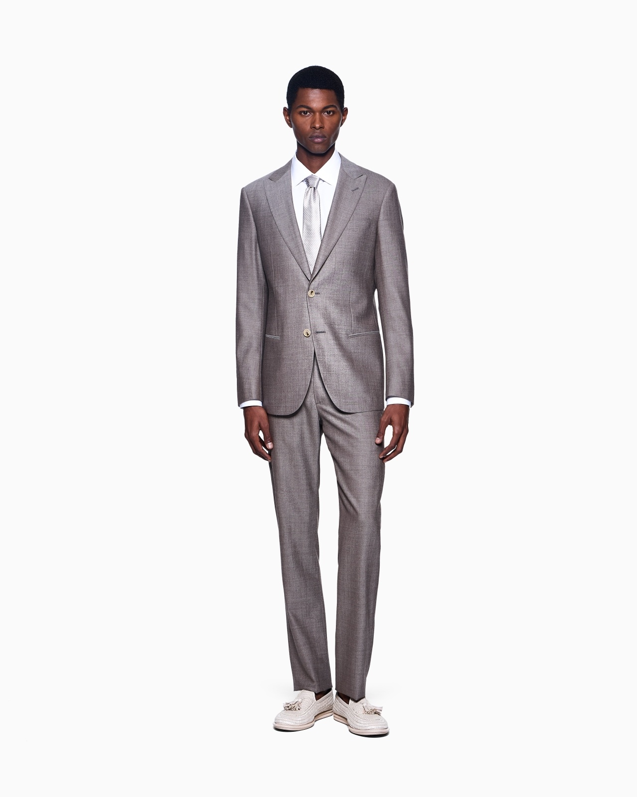 SINGLE-BREASTED SOHO LINE SUIT IN TWO-TONE ARMURE WOOL - 2