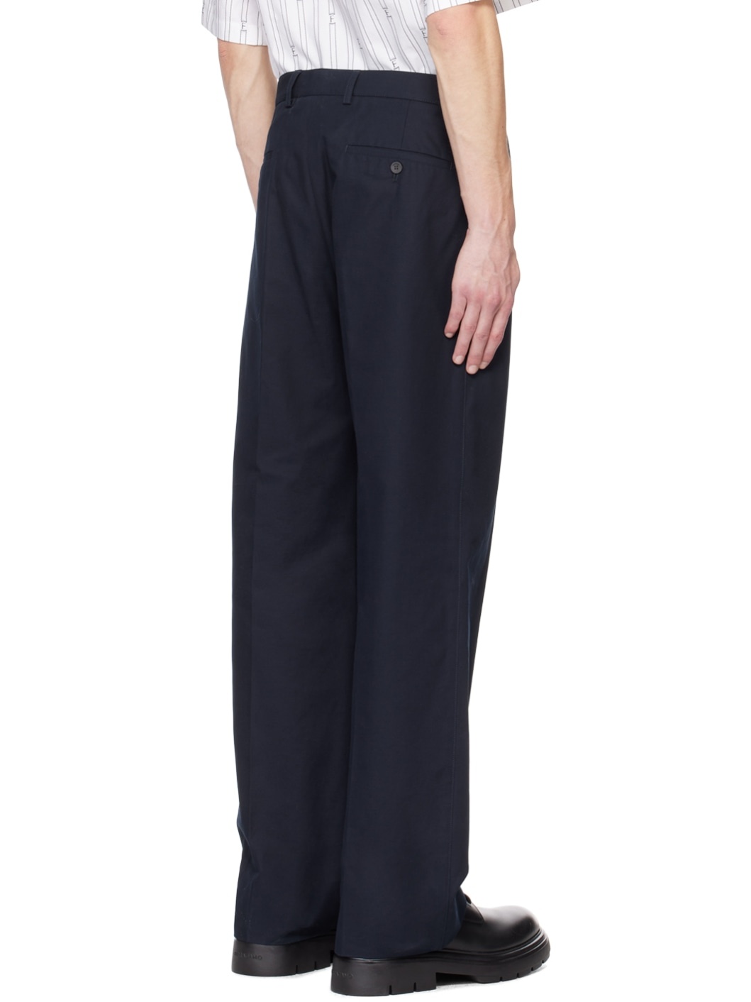 Navy Flared Trousers - 3