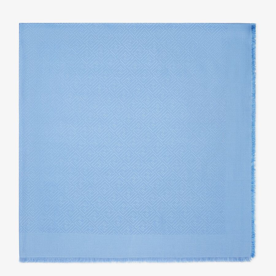 Light blue silk and wool shawl - 1