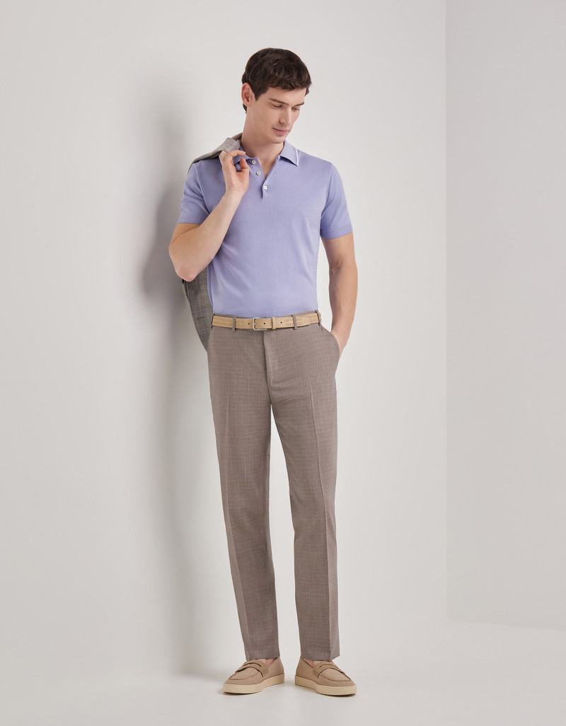 Canali WALNUT WOOL REGULAR-FIT PANTS WITH MICRO-DESIGN outlook