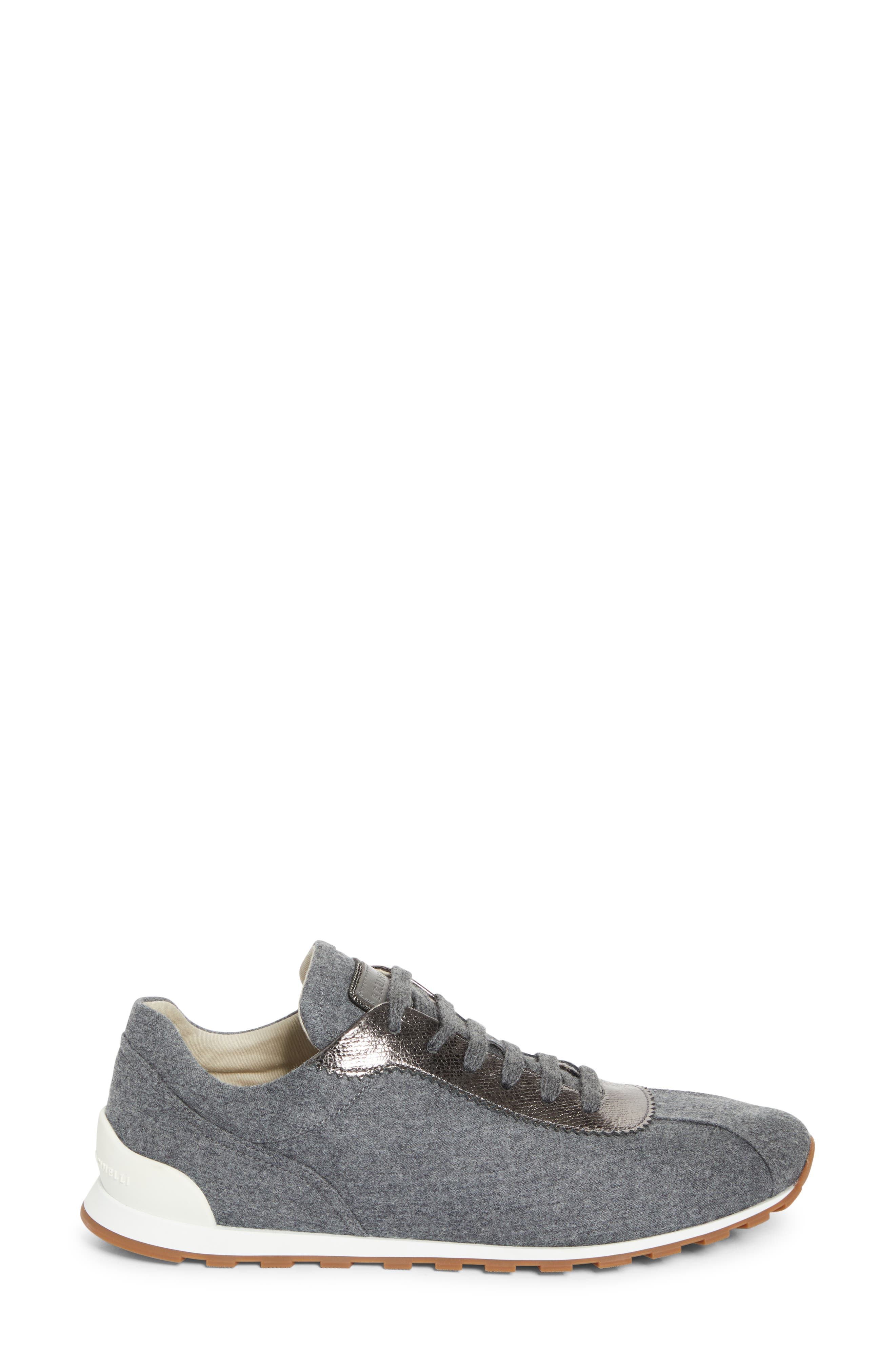 Brunello Cucinelli Mixed Media Runner Sneaker in C003 Charcoal at Nordstrom - 3
