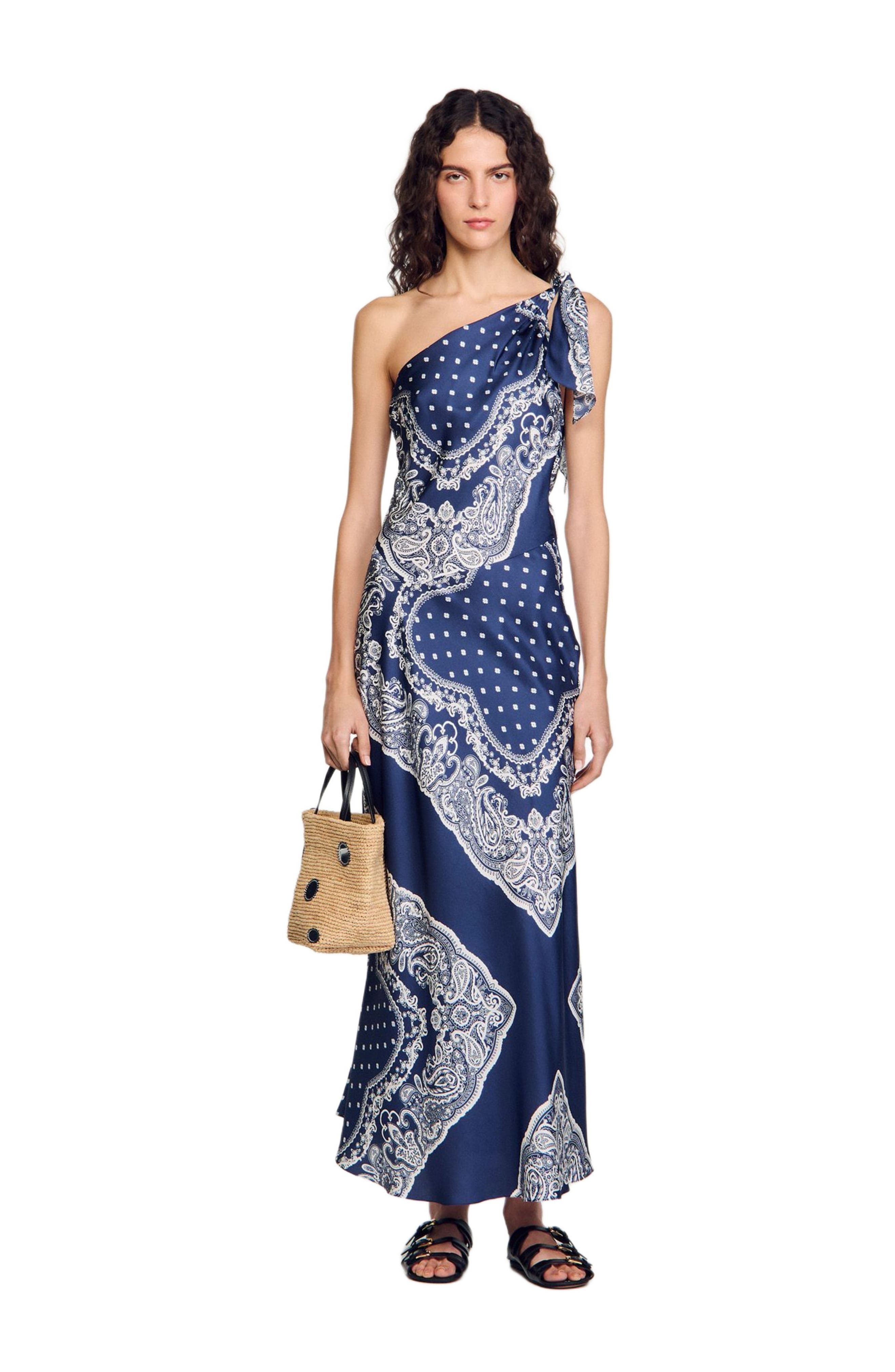 SANDRO Bandana-print maxi dress in Blu /White at Nordstrom - 1