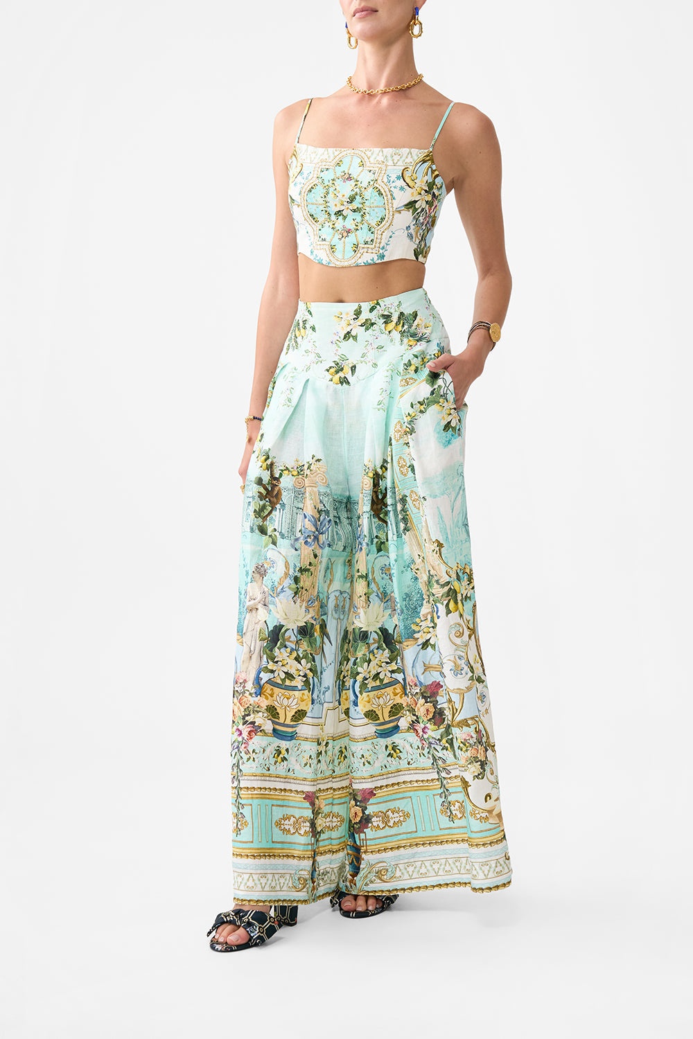 CORSET WAIST WIDE LEG PANT - 4