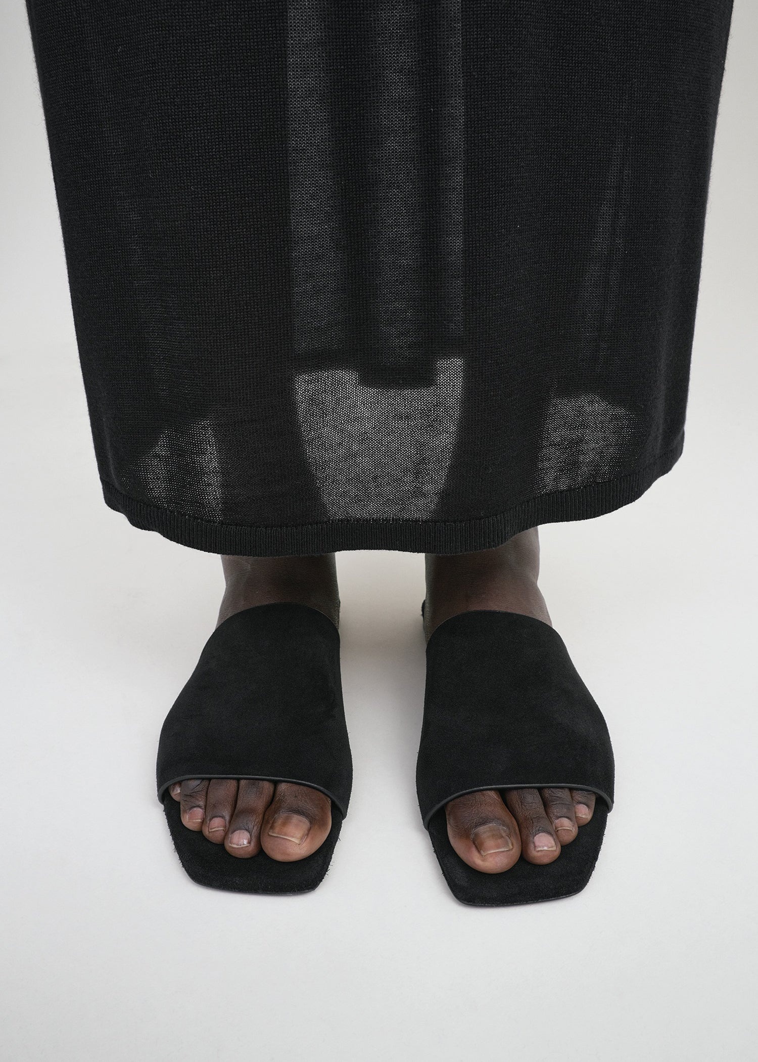 Velour-leather bandeau slides black - 2