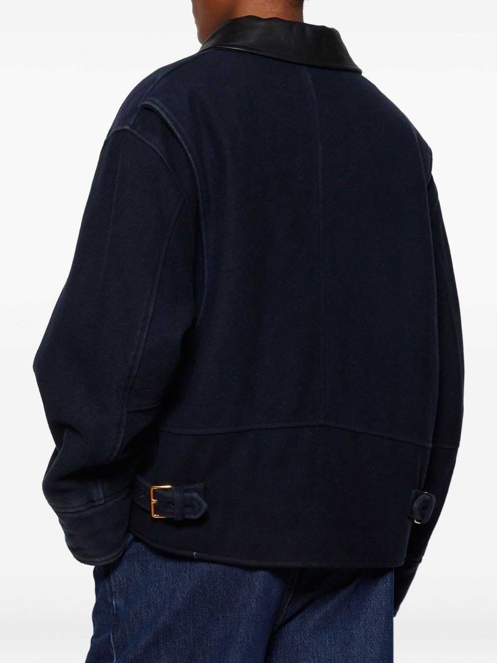 leather-collared padded jacket - 5