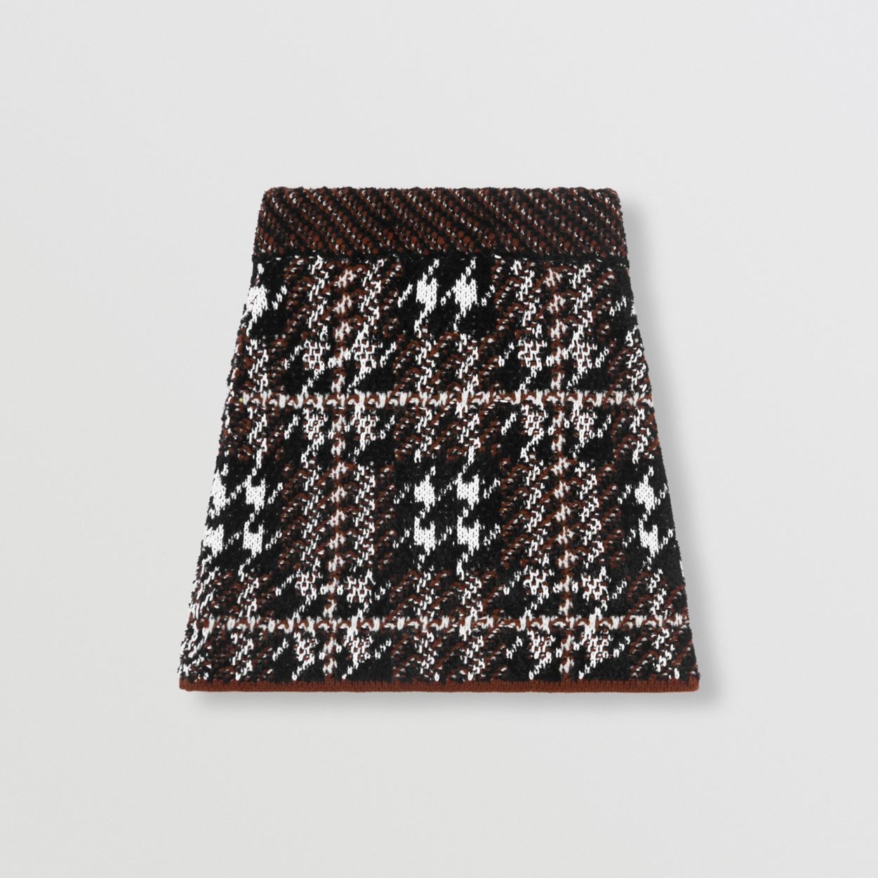 Burberry Houndstooth Wool Blend Jacquard Mini Skirt | REVERSIBLE