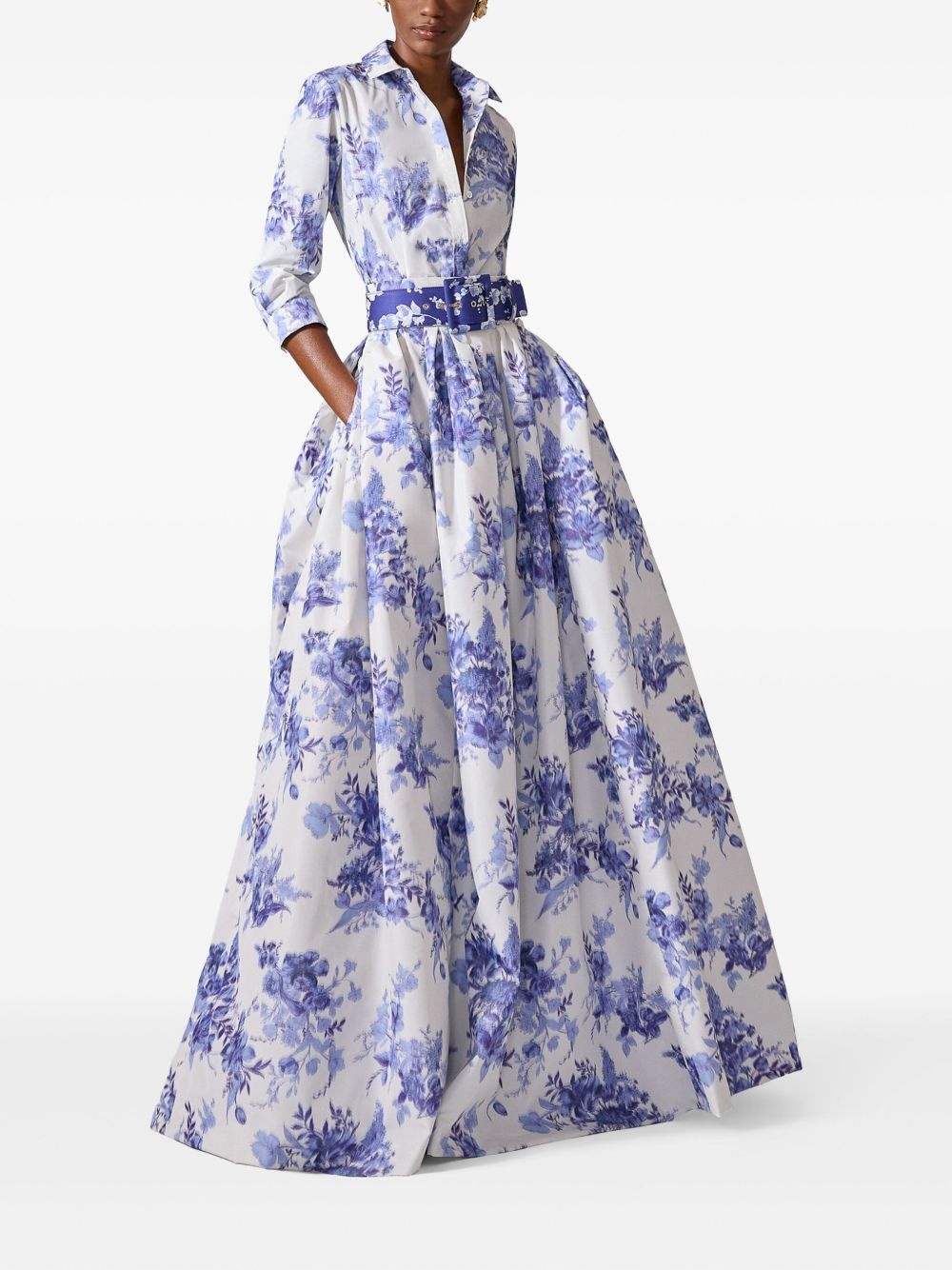 Chiné floral-print midi skirt - 2